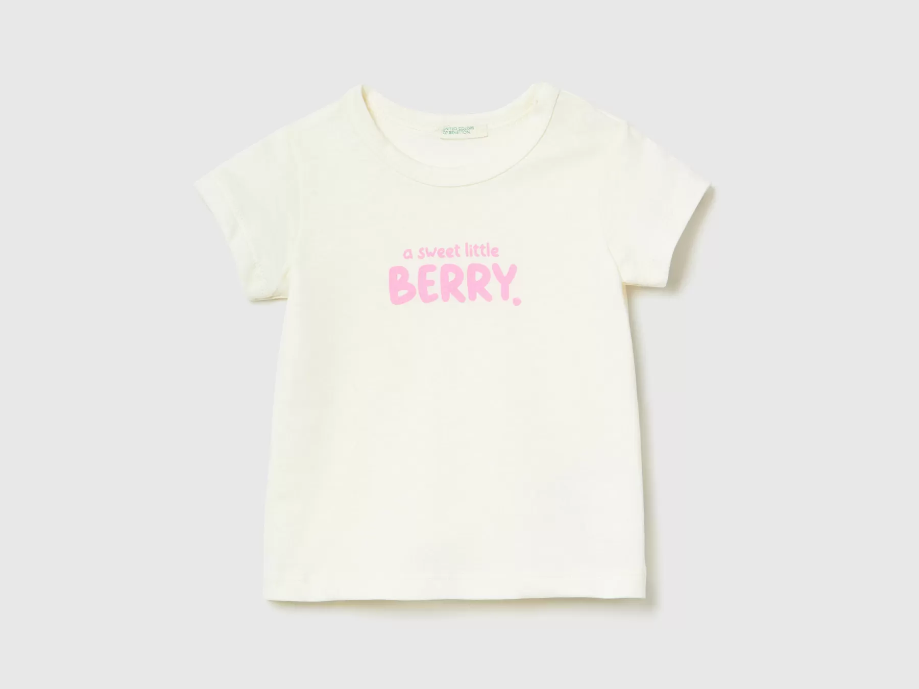 Benetton T-Shirt In Cotone Bio Con Stampa Bianco Best