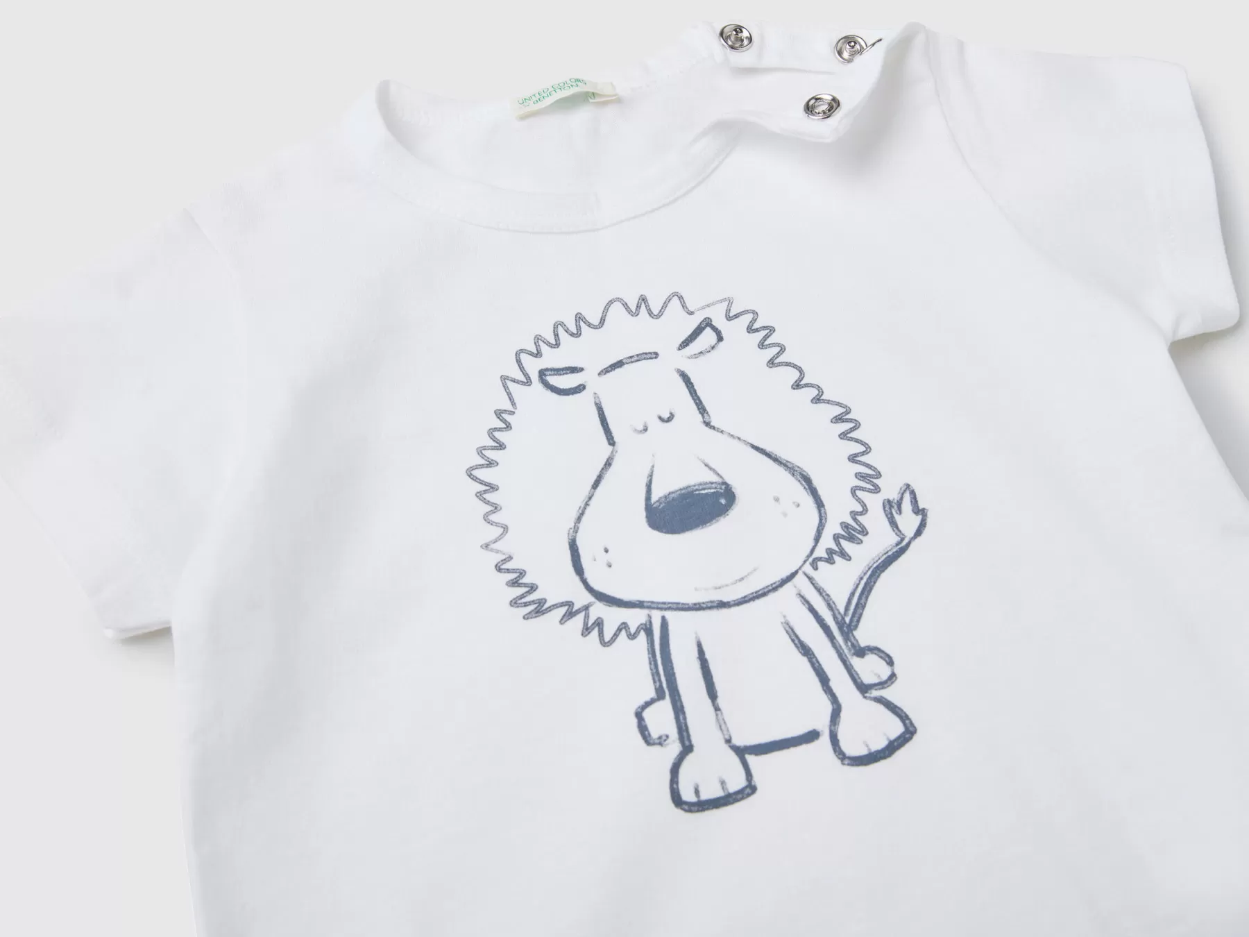 Benetton T-Shirt In Cotone Bio Con Stampa Bianco Online