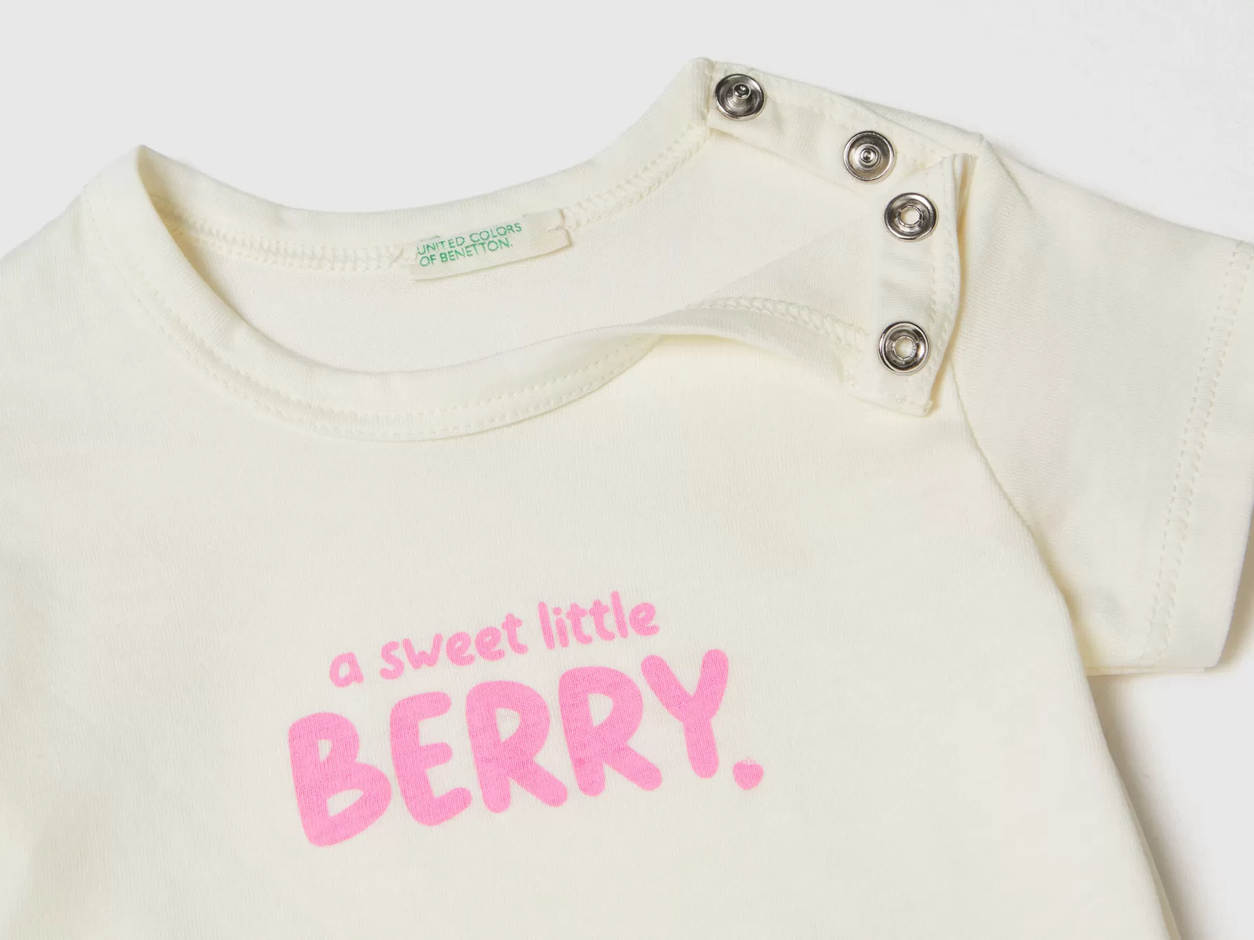 Benetton T-Shirt In Cotone Bio Con Stampa Bianco Best