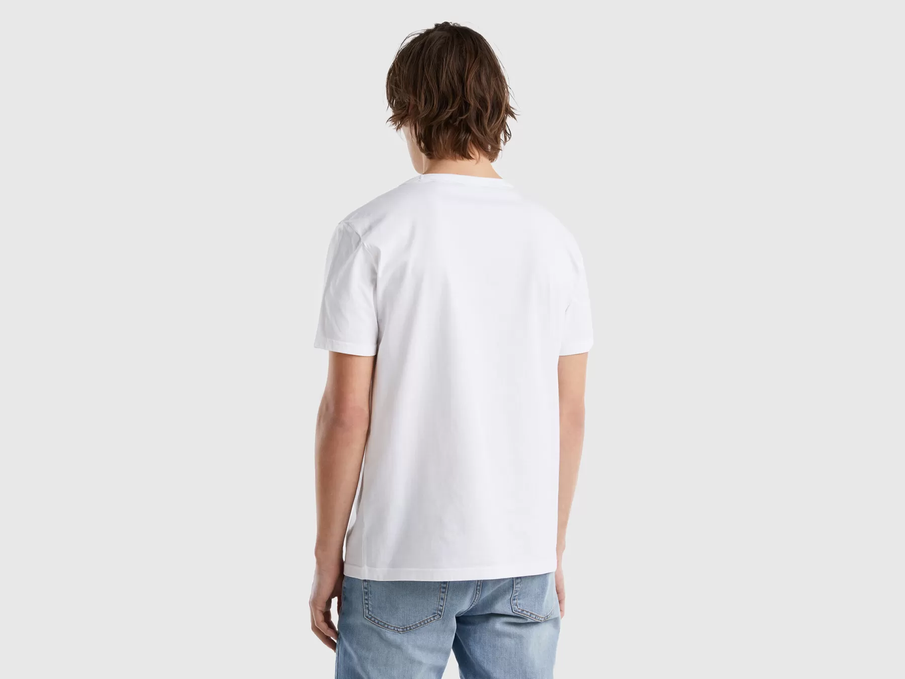 Benetton T-Shirt In Cotone Bio Con Stampa Logo Bianco Best