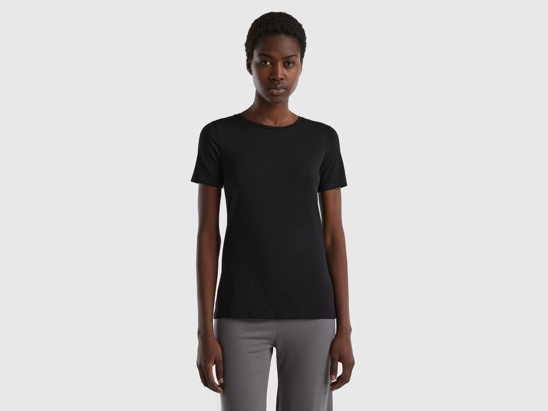 Benetton T-Shirt In Cotone Bio Super Stretch Nero Shop