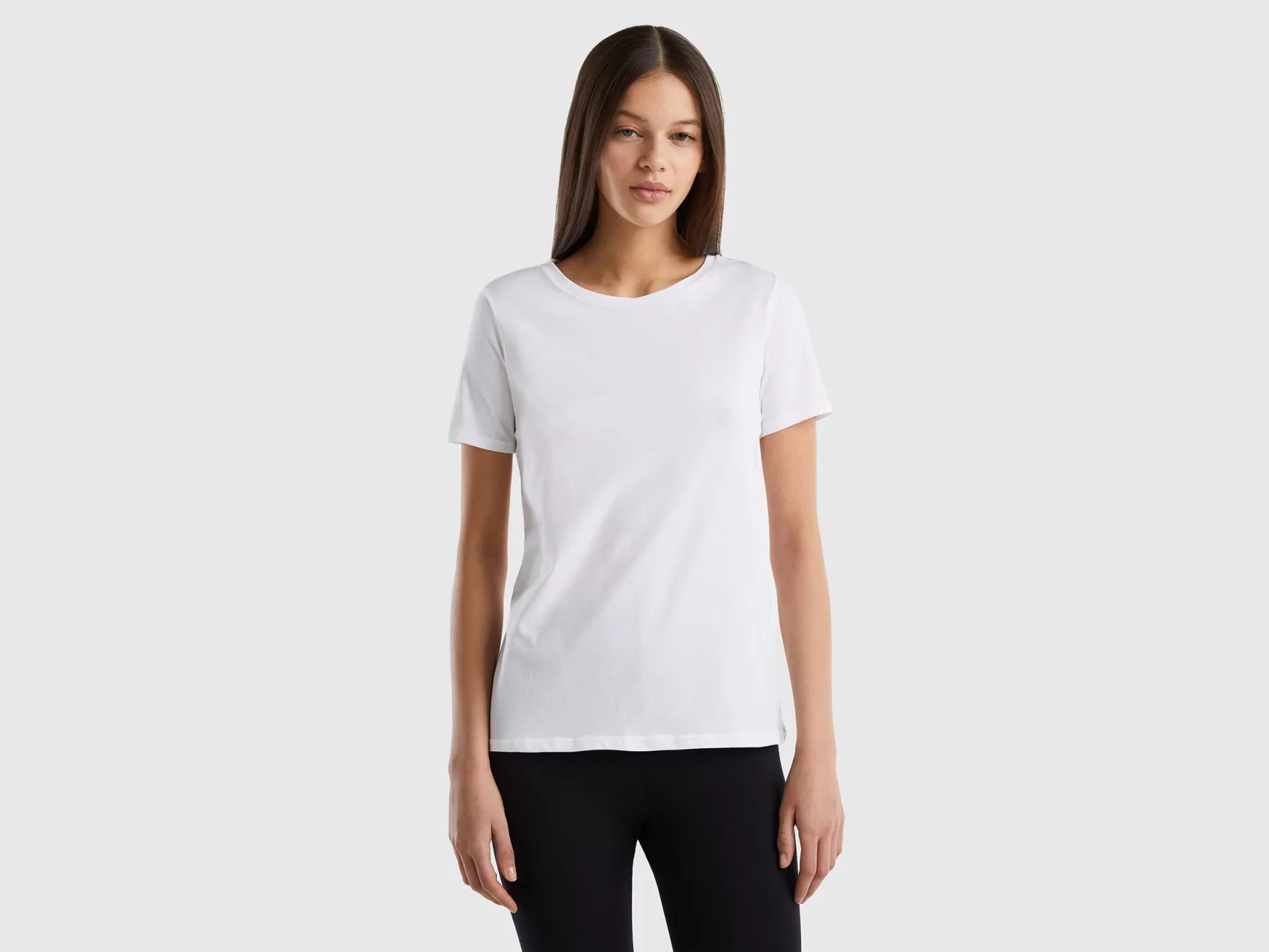 Benetton T-Shirt In Cotone Bio Super Stretch Bianco Best