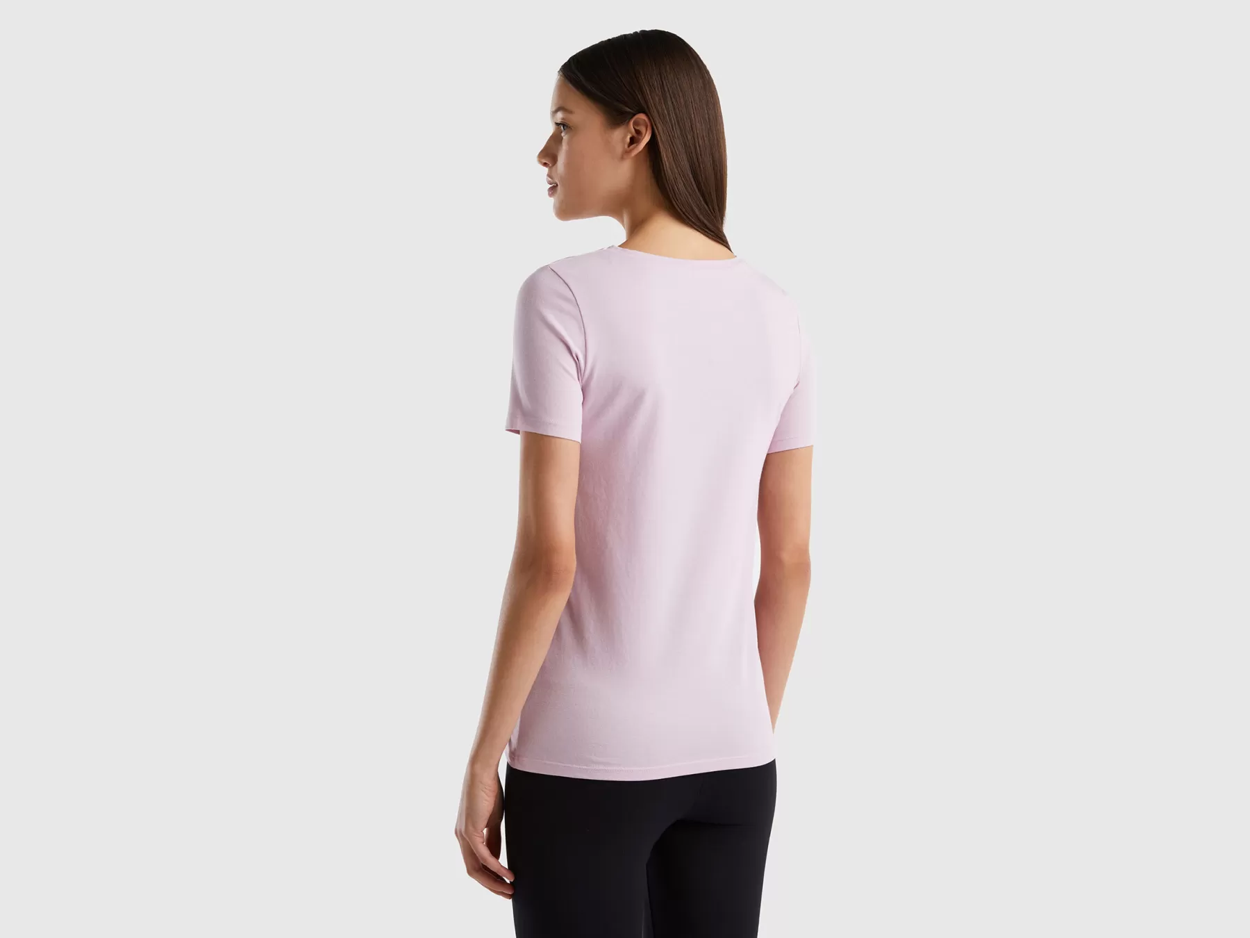 Benetton T-Shirt In Cotone Bio Super Stretch Lilla Discount