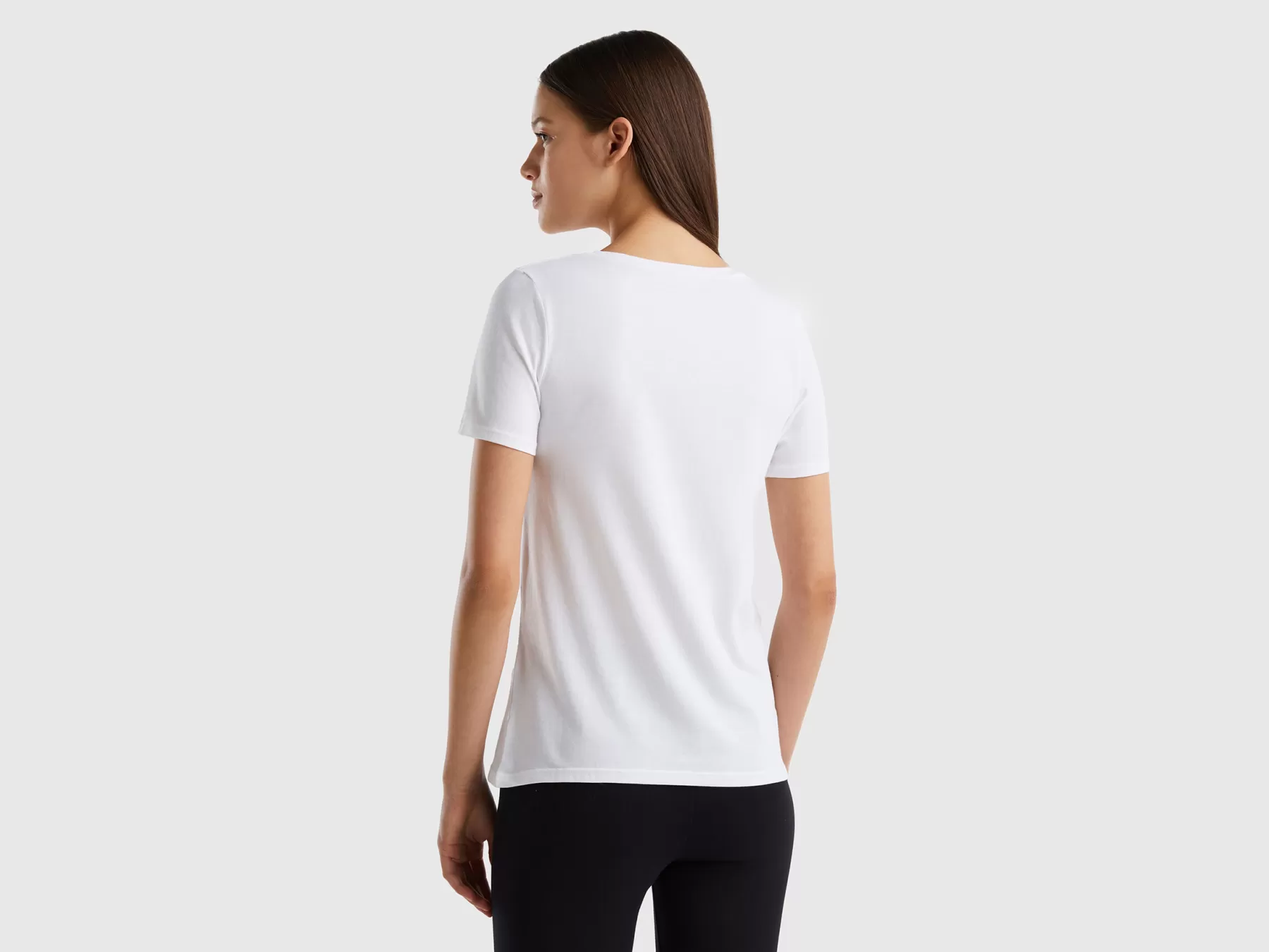 Benetton T-Shirt In Cotone Bio Super Stretch Bianco Best