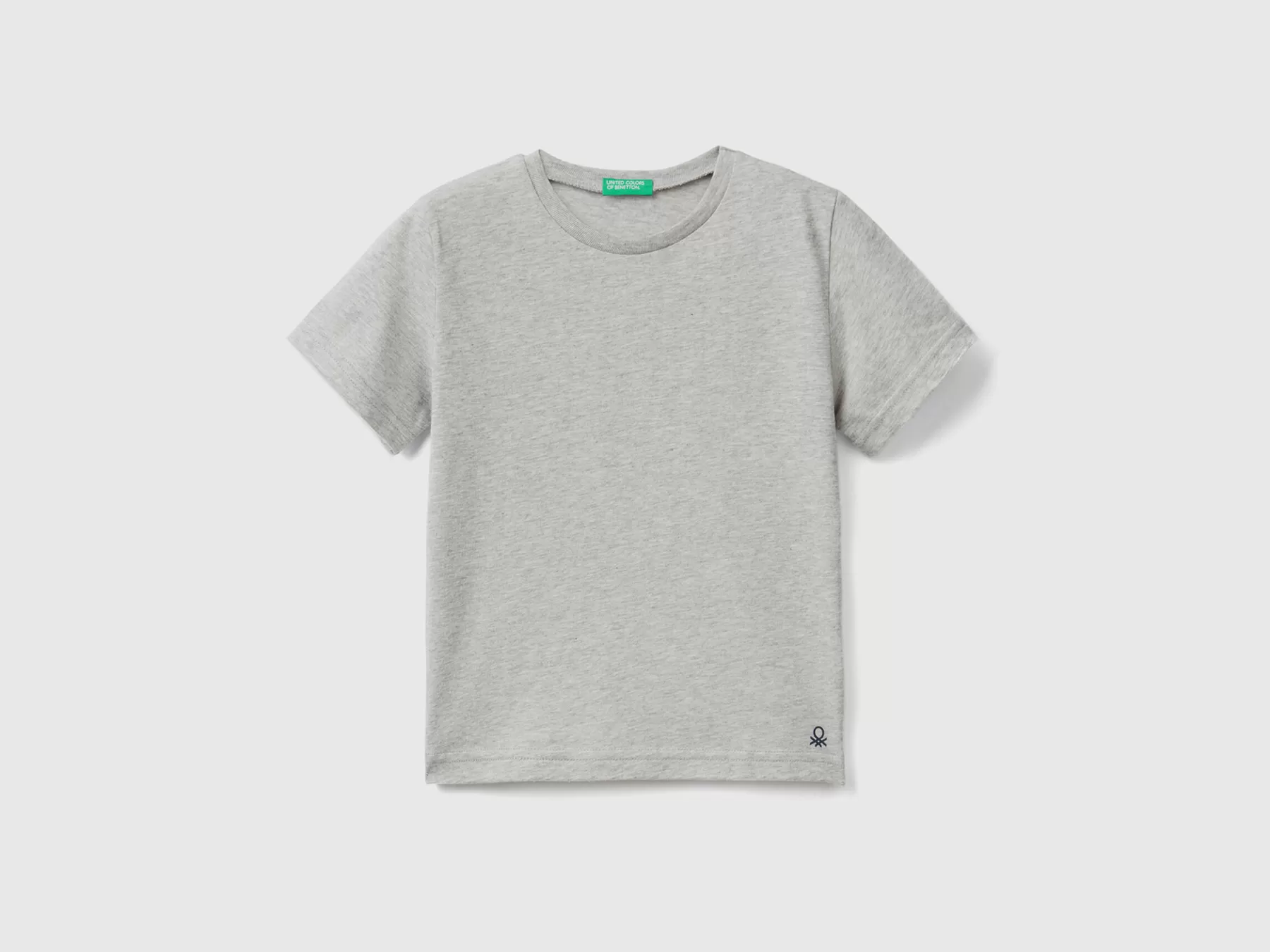 Benetton T-Shirt In Cotone Biologico Grigio Chiaro Shop