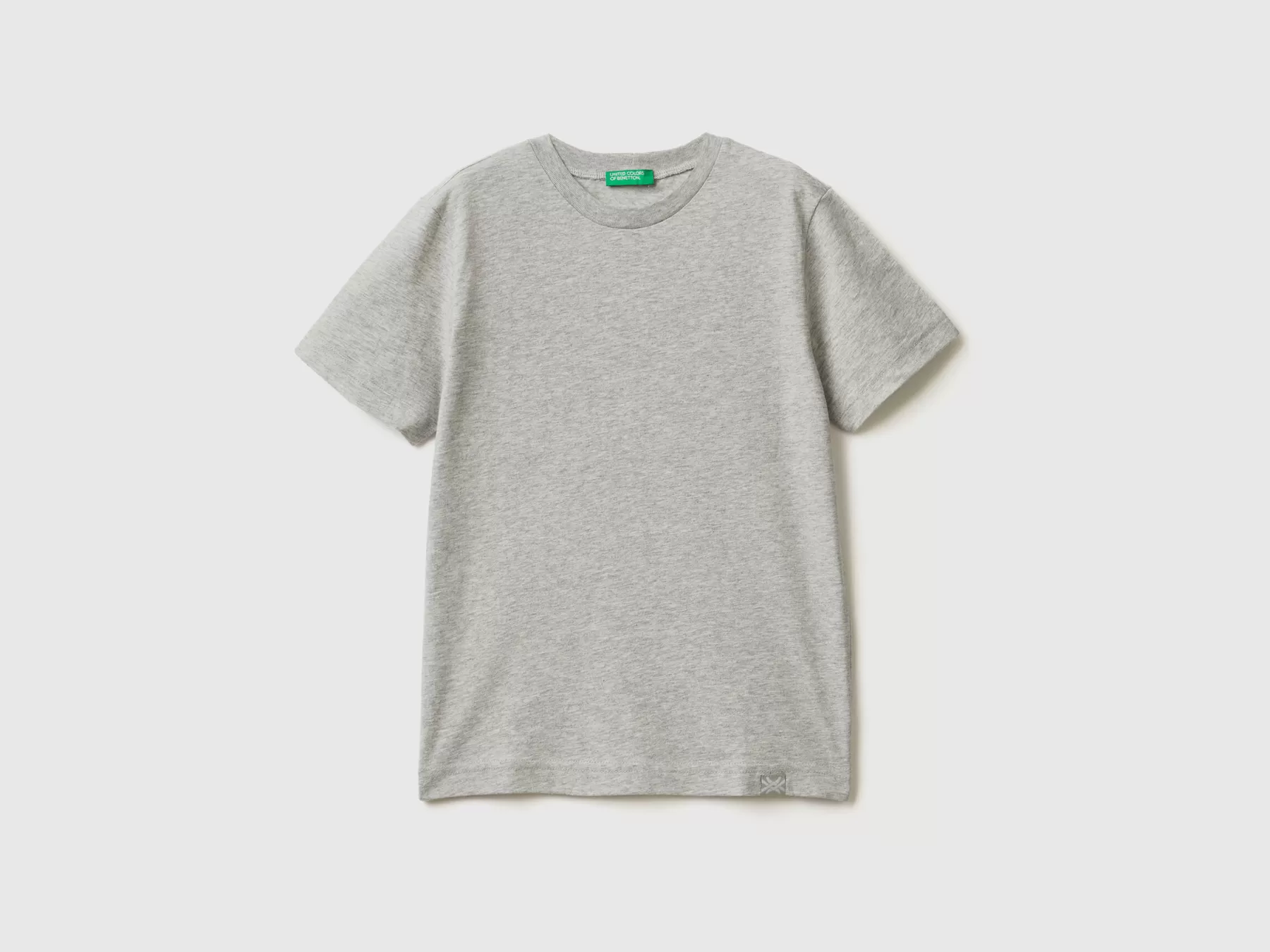 Benetton T-Shirt In Cotone Biologico Grigio Chiaro Cheap