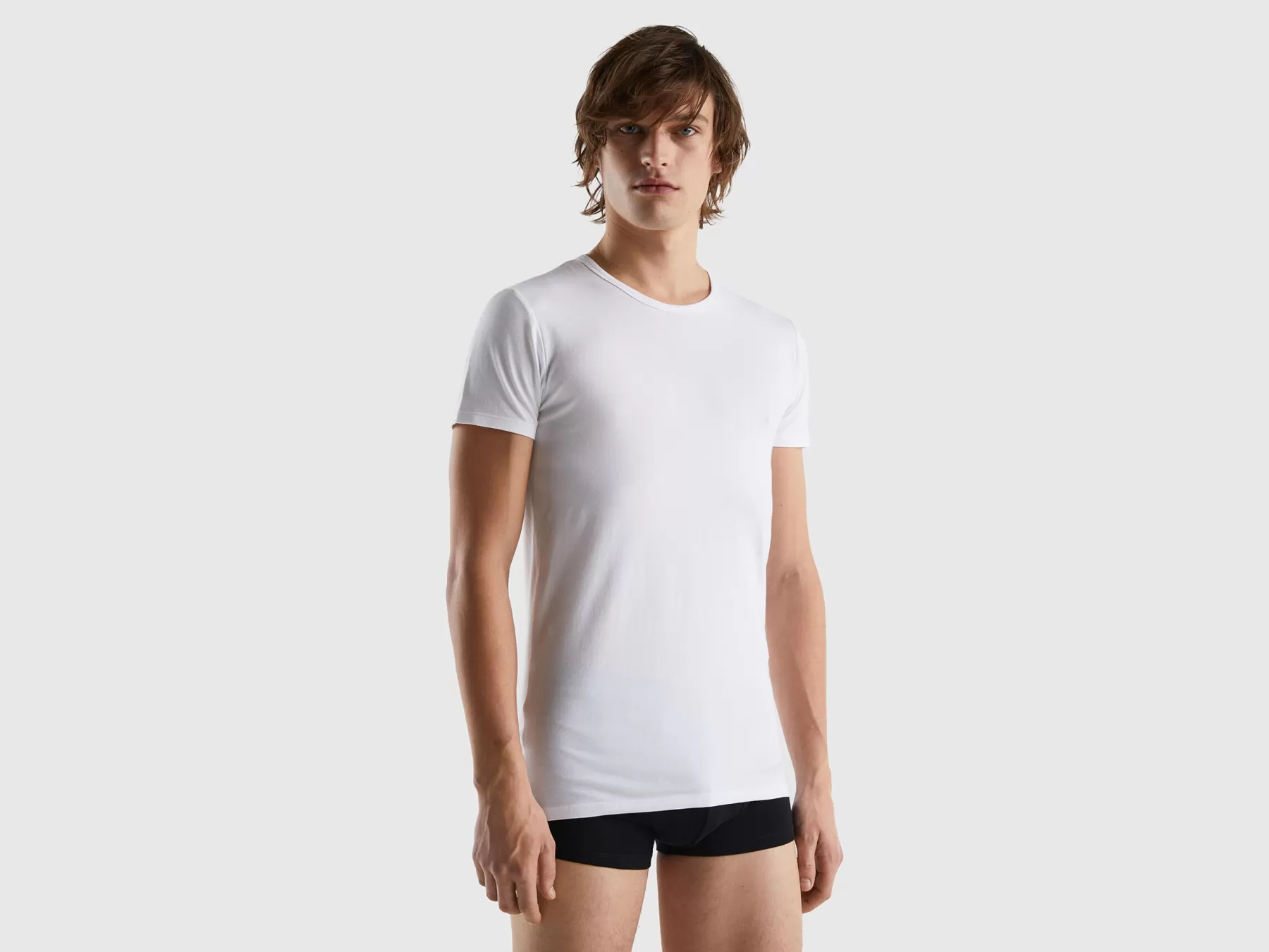 Benetton T-Shirt In Cotone Biologico Stretch Bianco Store