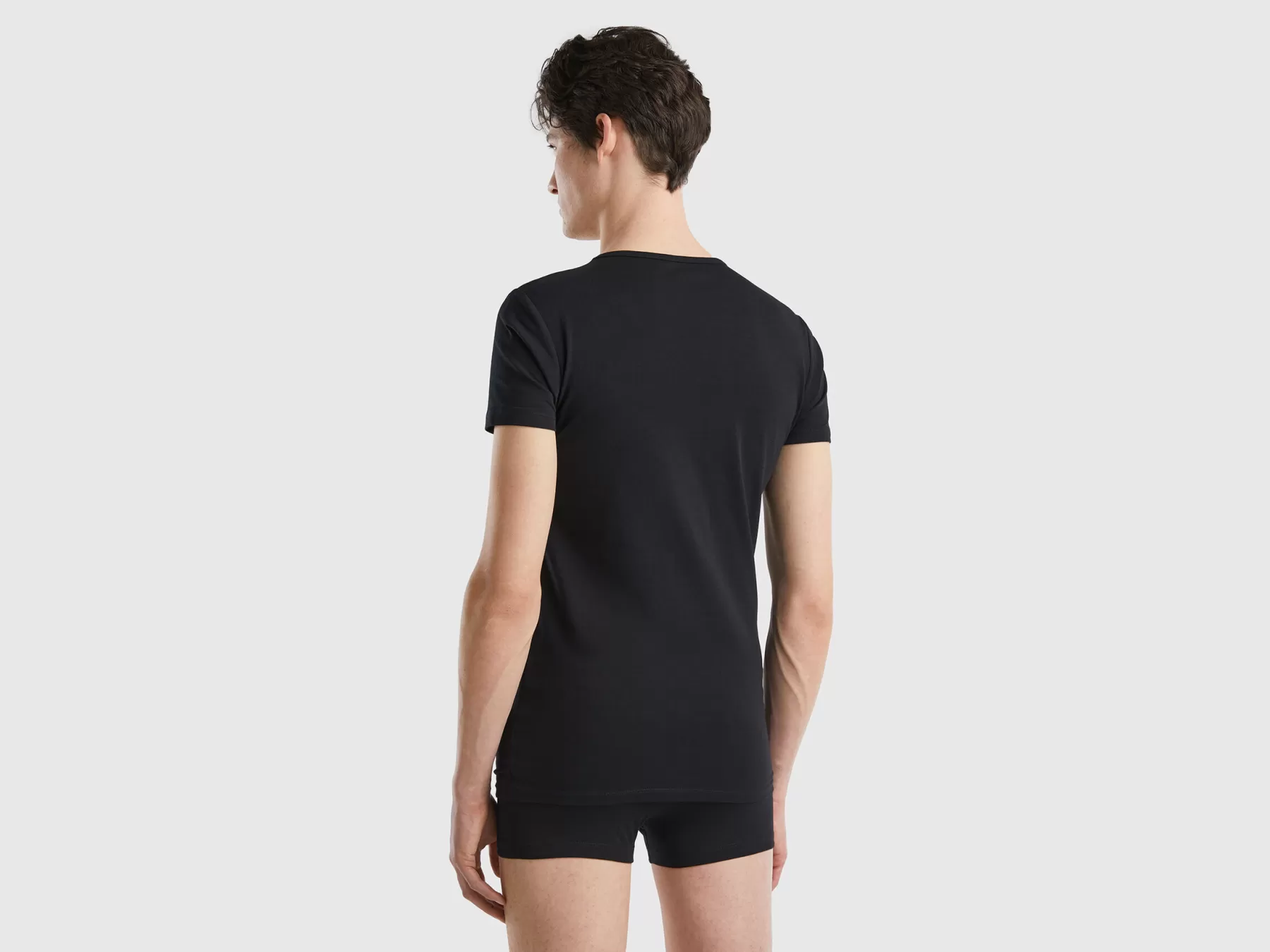 Benetton T-Shirt In Cotone Biologico Stretch Nero Fashion