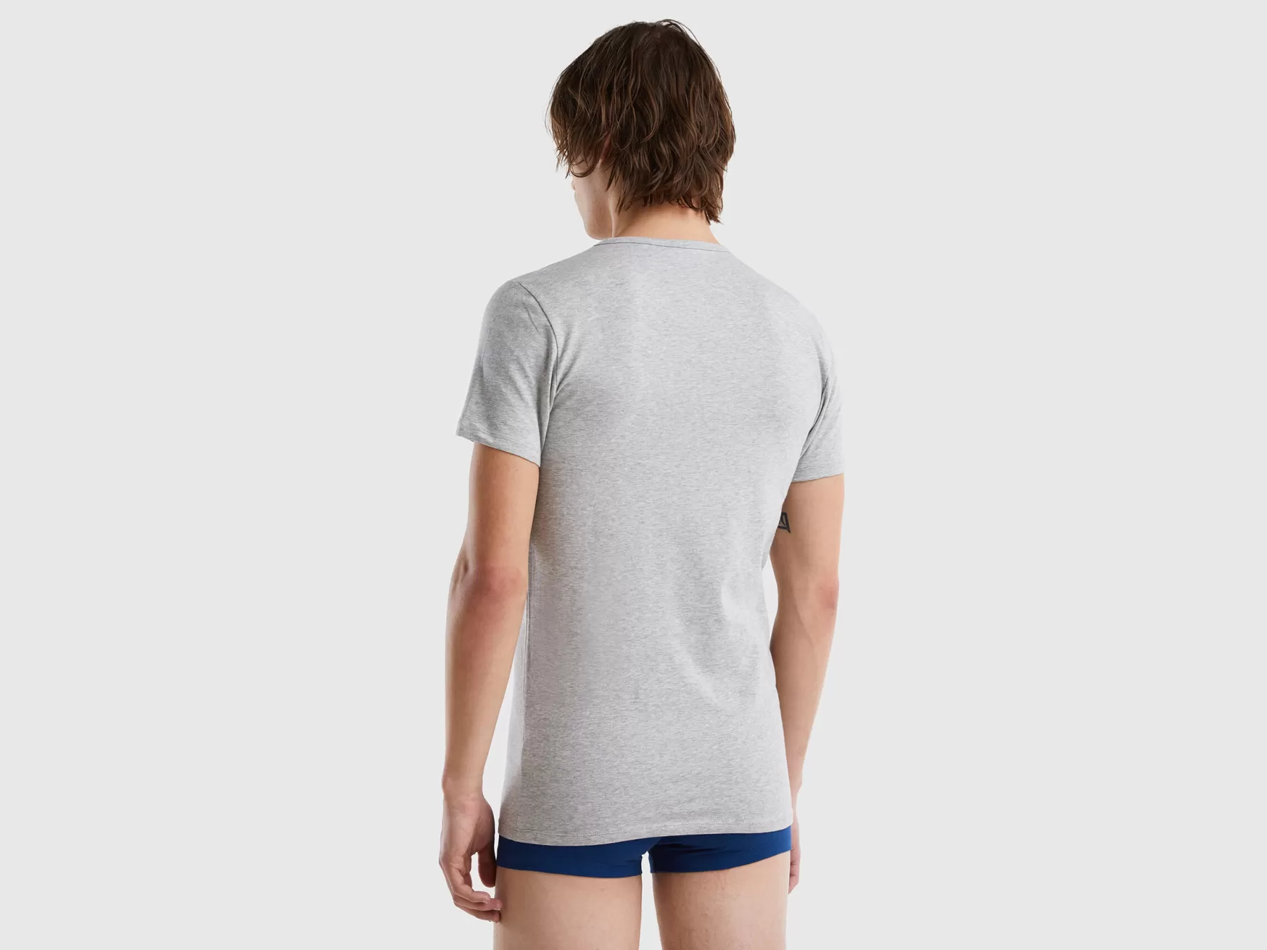 Benetton T-Shirt In Cotone Biologico Stretch Grigio Chiaro Shop