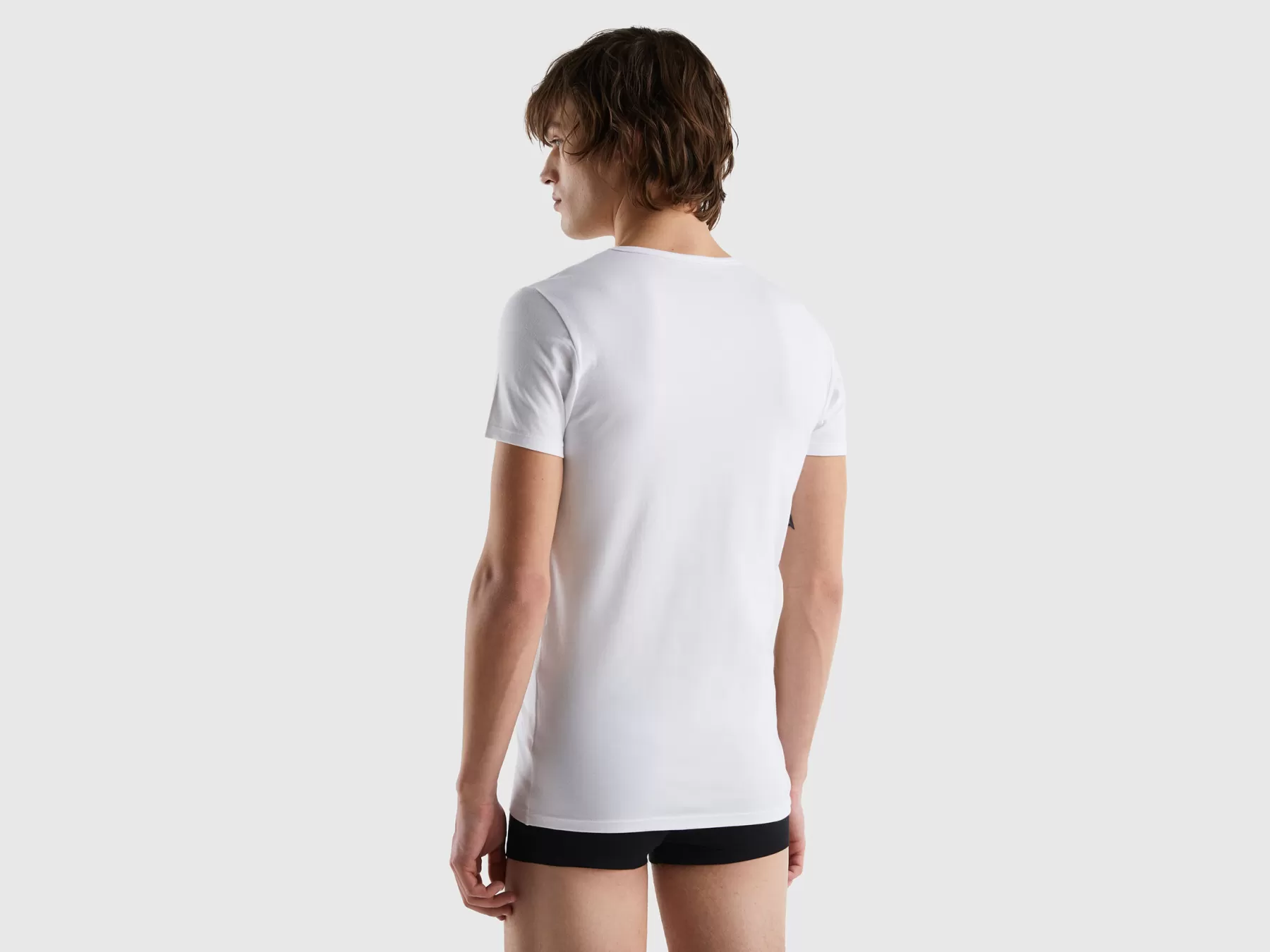 Benetton T-Shirt In Cotone Biologico Stretch Bianco Store