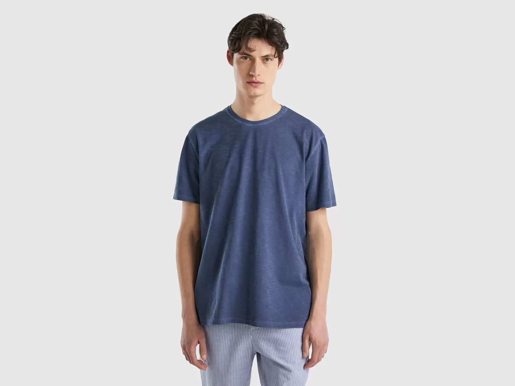 Benetton T-Shirt In Cotone Leggero Blu Scuro Cheap