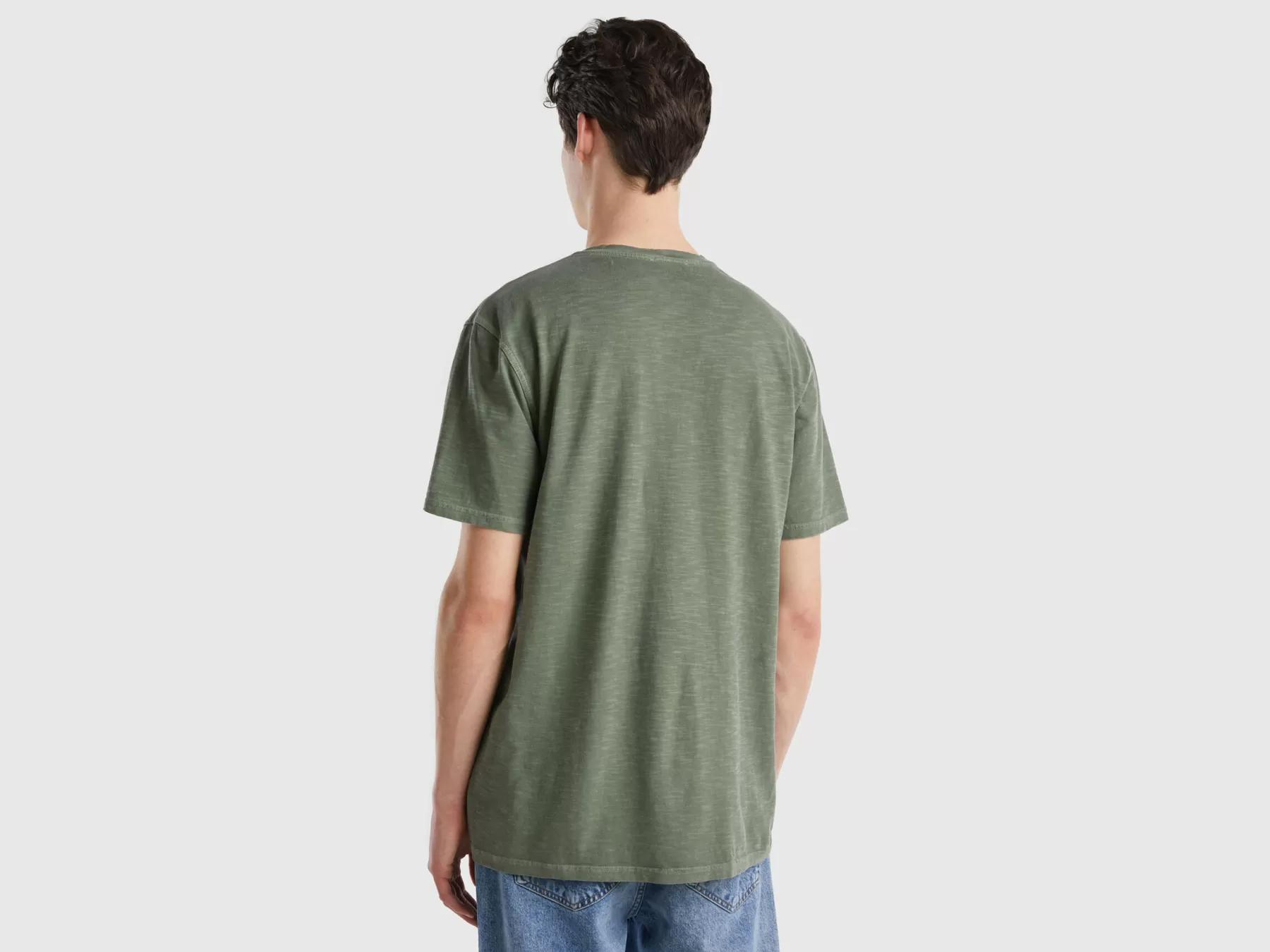 Benetton T-Shirt In Cotone Leggero Verde Militare Store