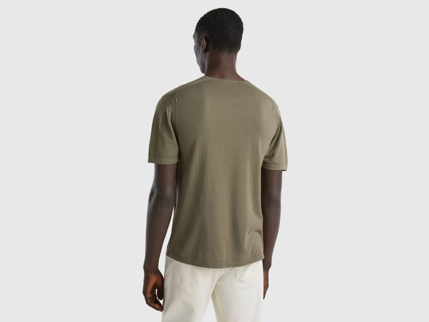 Benetton T-Shirt In Maglia Verde Militare Hot