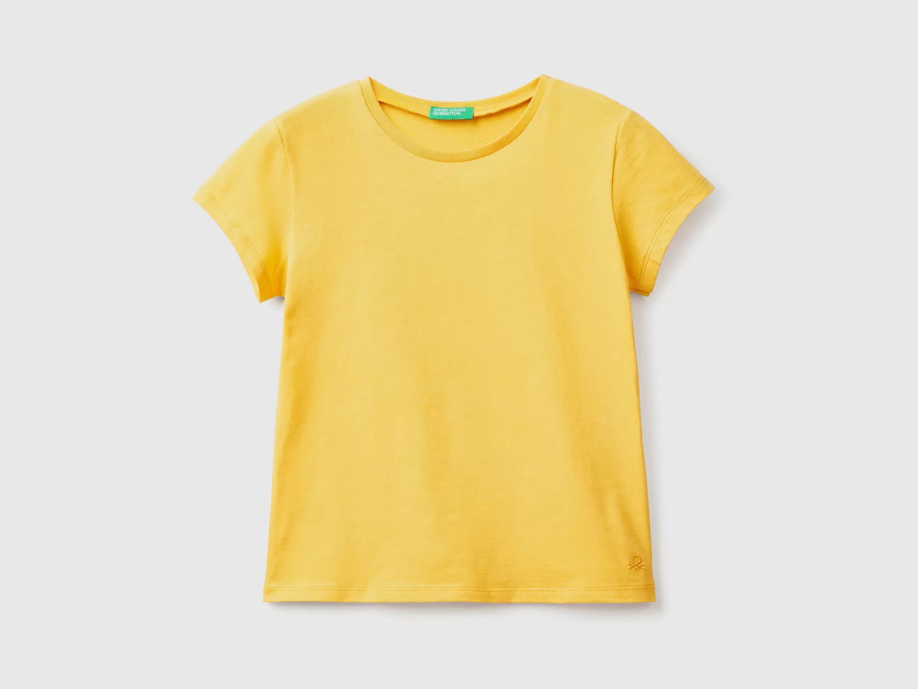 Benetton T-Shirt In Puro Cotone Bio Giallo Cheap