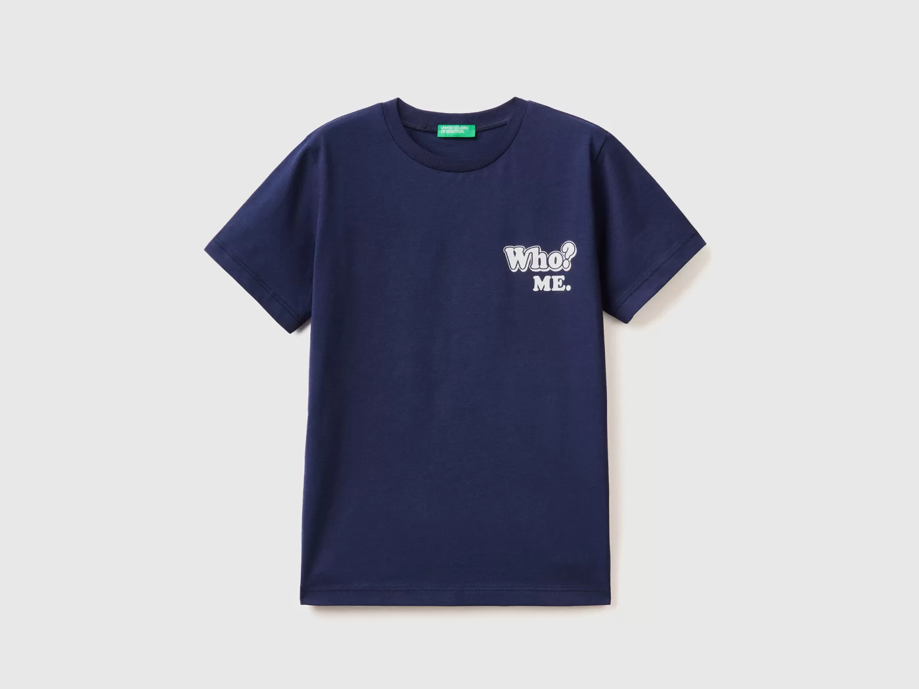 Benetton T-Shirt In Puro Cotone Con Stampa Blu Scuro Cheap