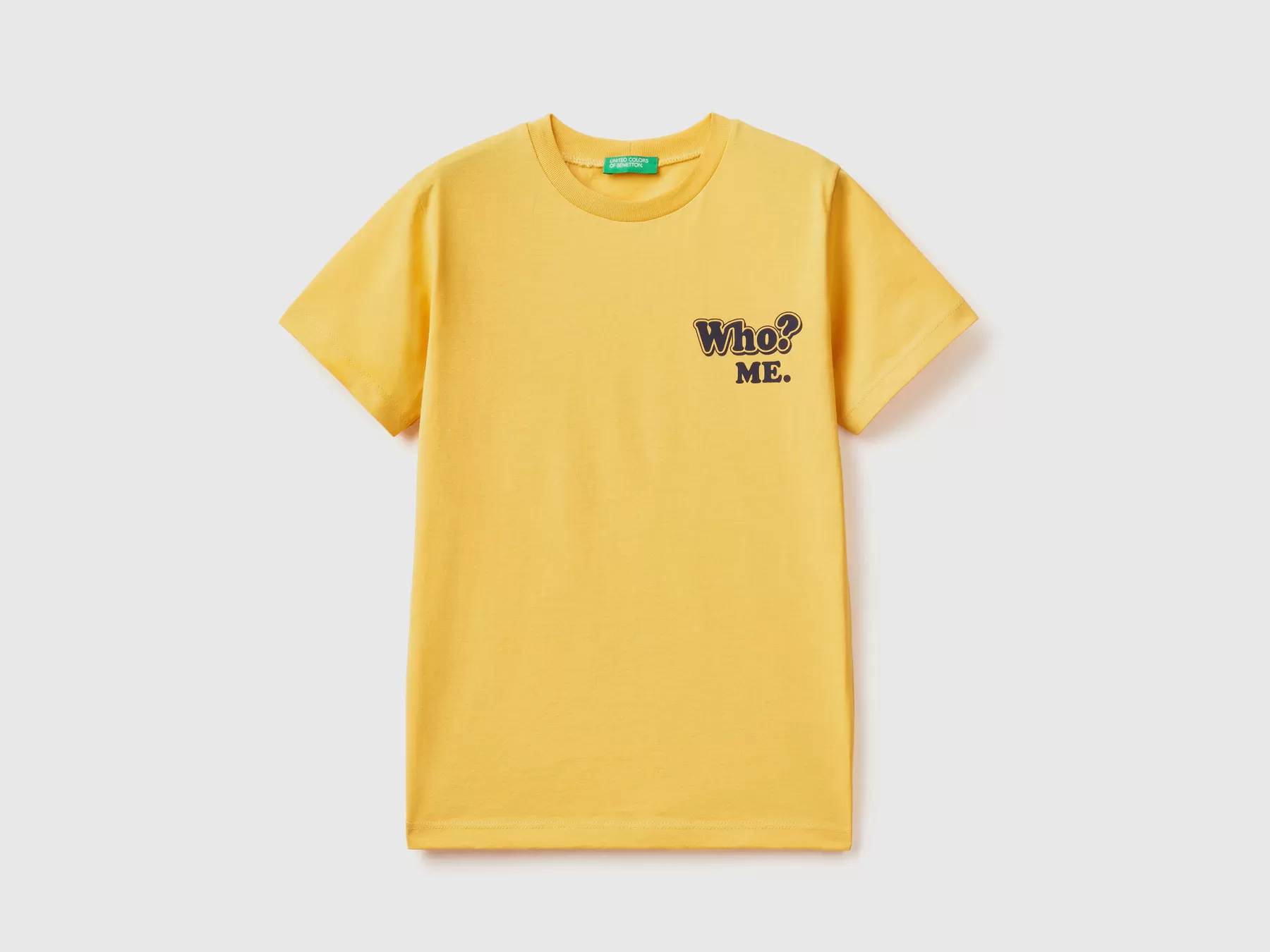 Benetton T-Shirt In Puro Cotone Con Stampa Giallo Flash Sale