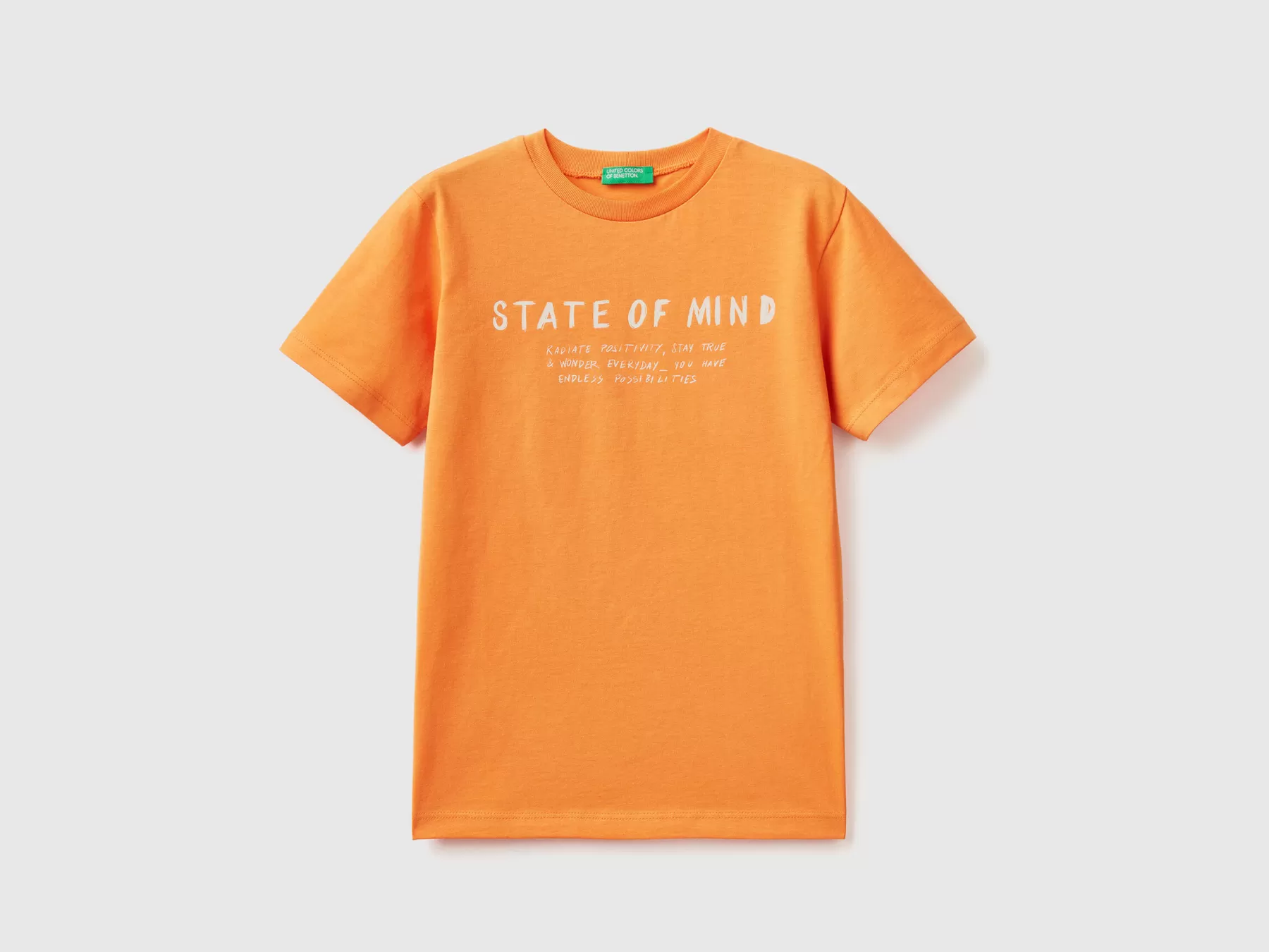 Benetton T-Shirt In Puro Cotone Con Stampa Arancione Fashion