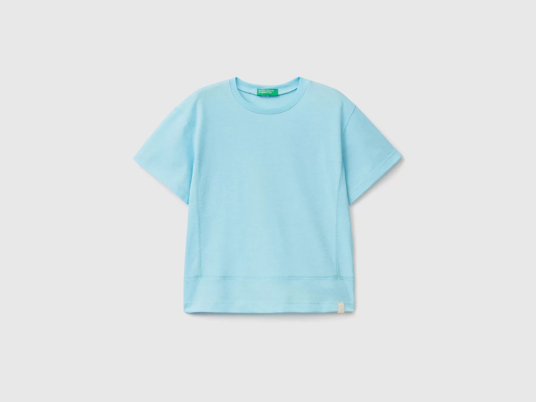 Benetton T-Shirt In Tessuto Riciclato Celeste Fluo Best