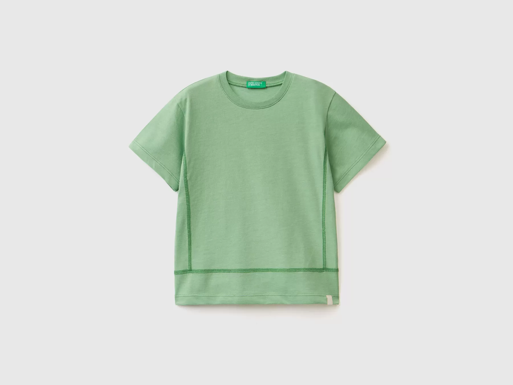 Benetton T-Shirt In Tessuto Riciclato Verde Chiaro Cheap