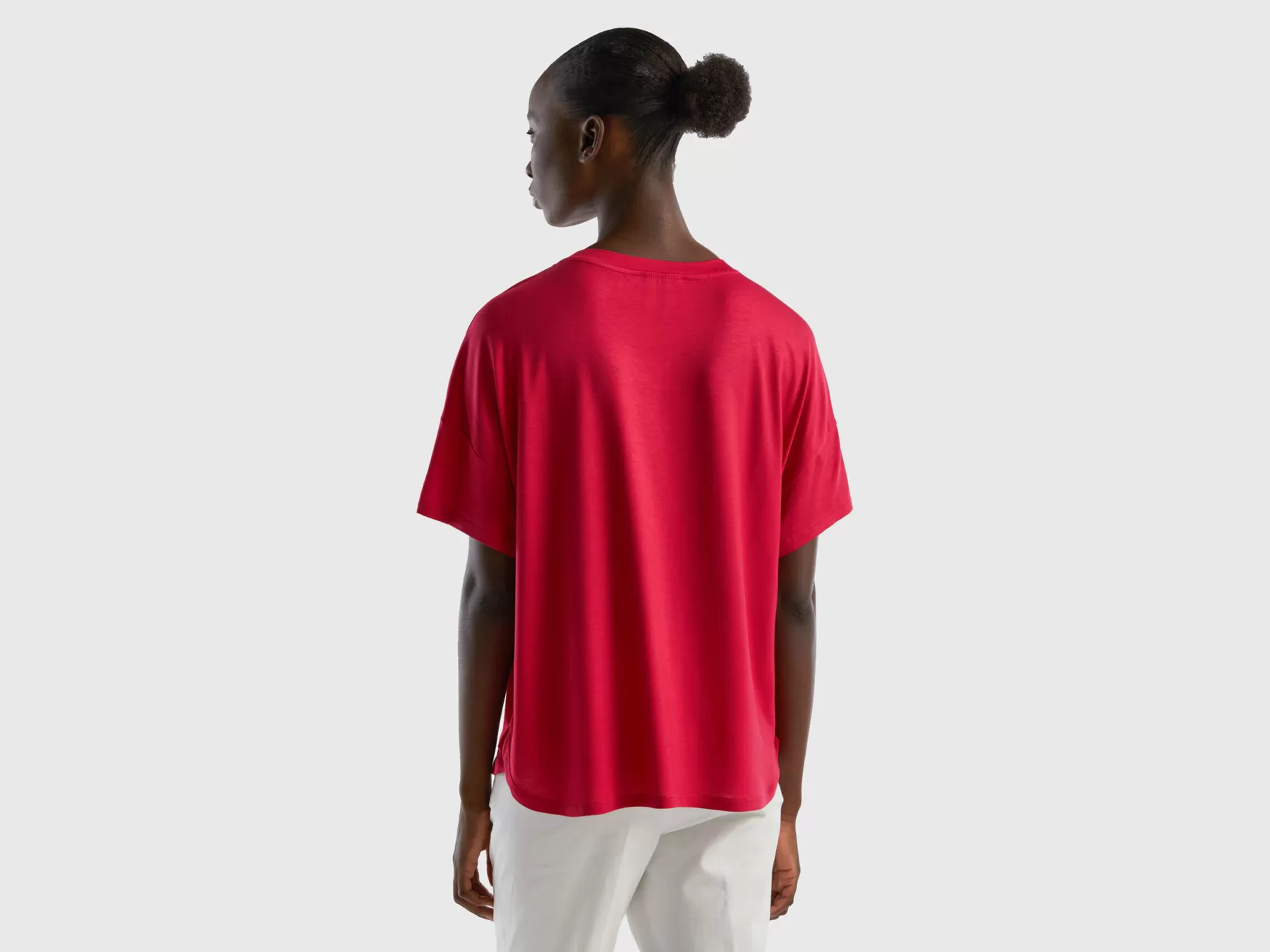 Benetton T-Shirt In Viscosa Sostenibile Stretch Fucsia Best Sale