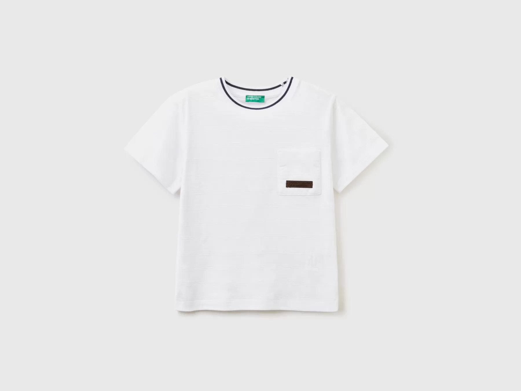 Benetton T-Shirt Jacquard Con Taschino Bianco Store