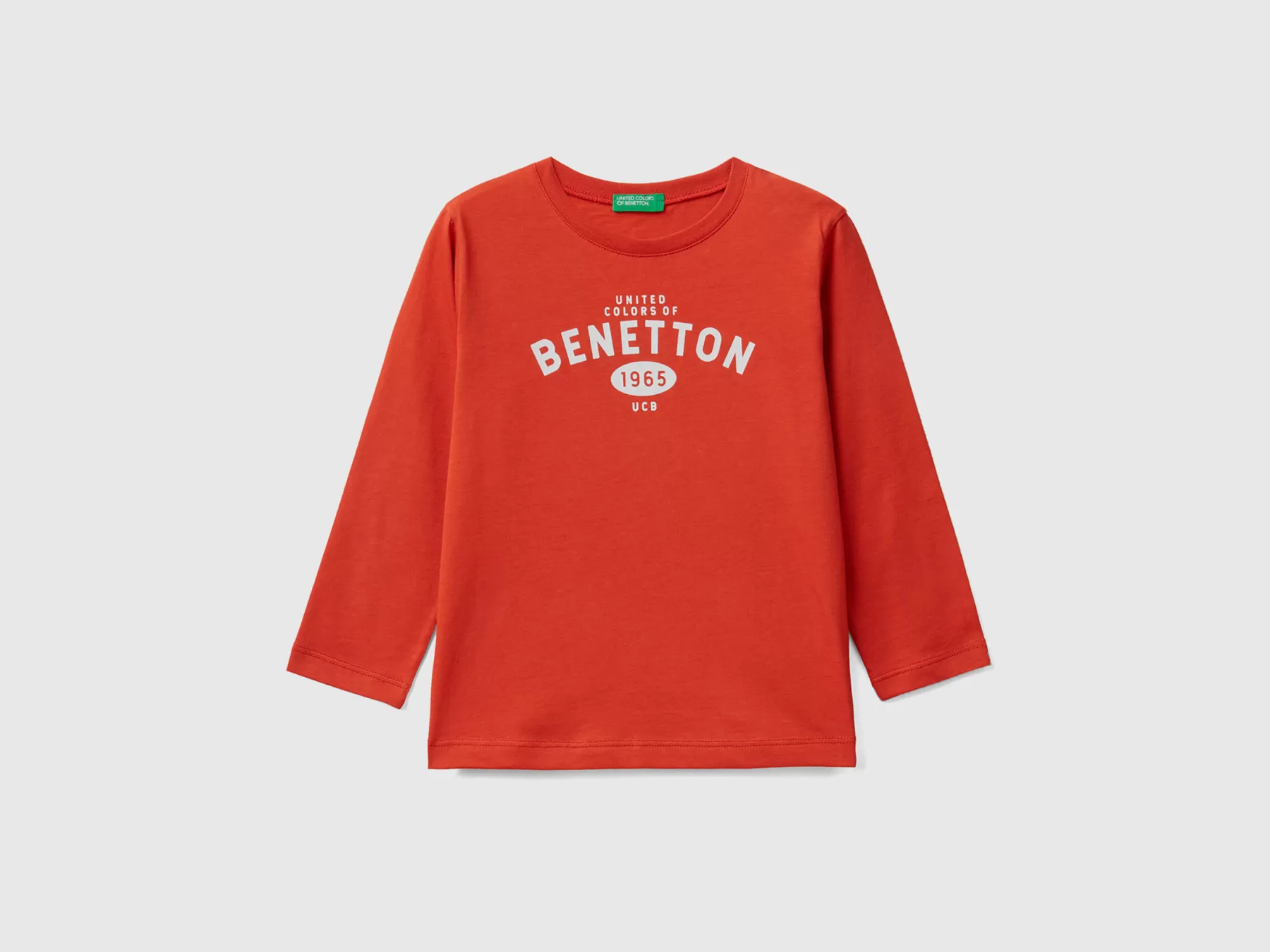 Benetton T-Shirt Manica Lunga Con Logo Rosso Fashion