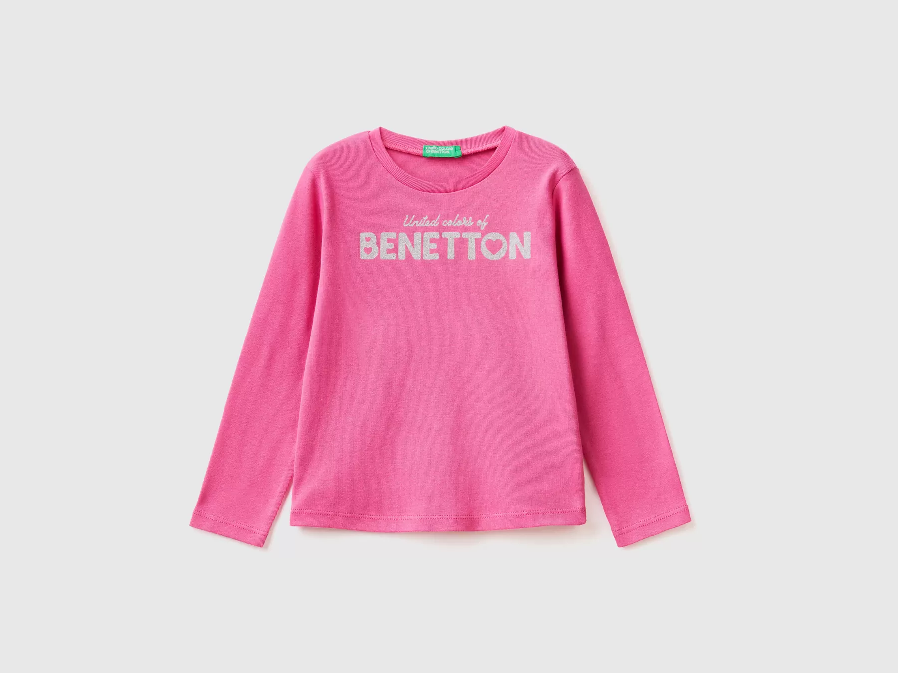 Benetton T-Shirt Manica Lunga Con Stampa Glitter Fucsia Cheap