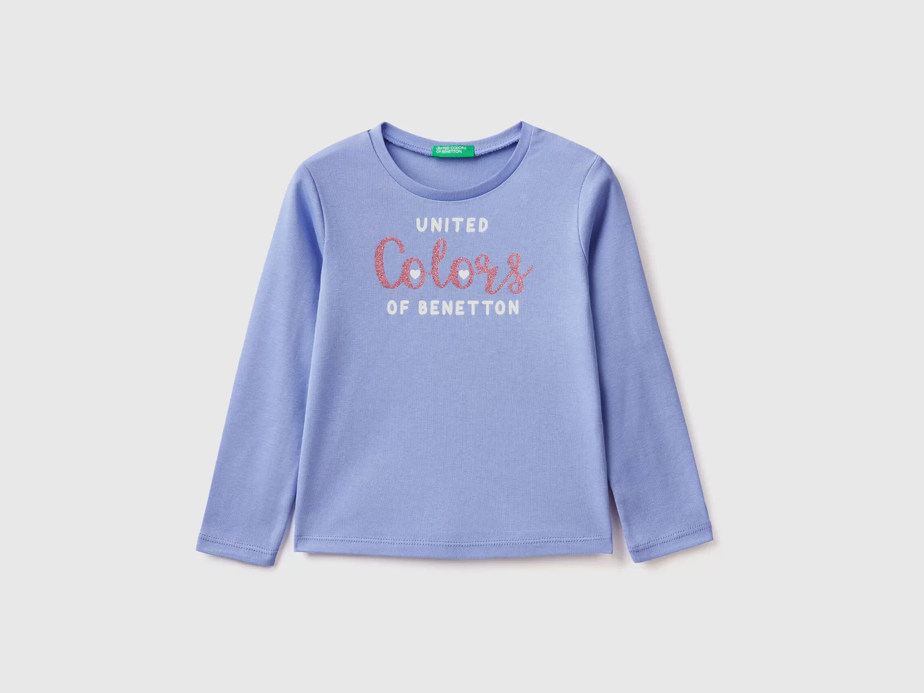 Benetton T-Shirt Manica Lunga Con Stampa Glitter Pervinca Best Sale