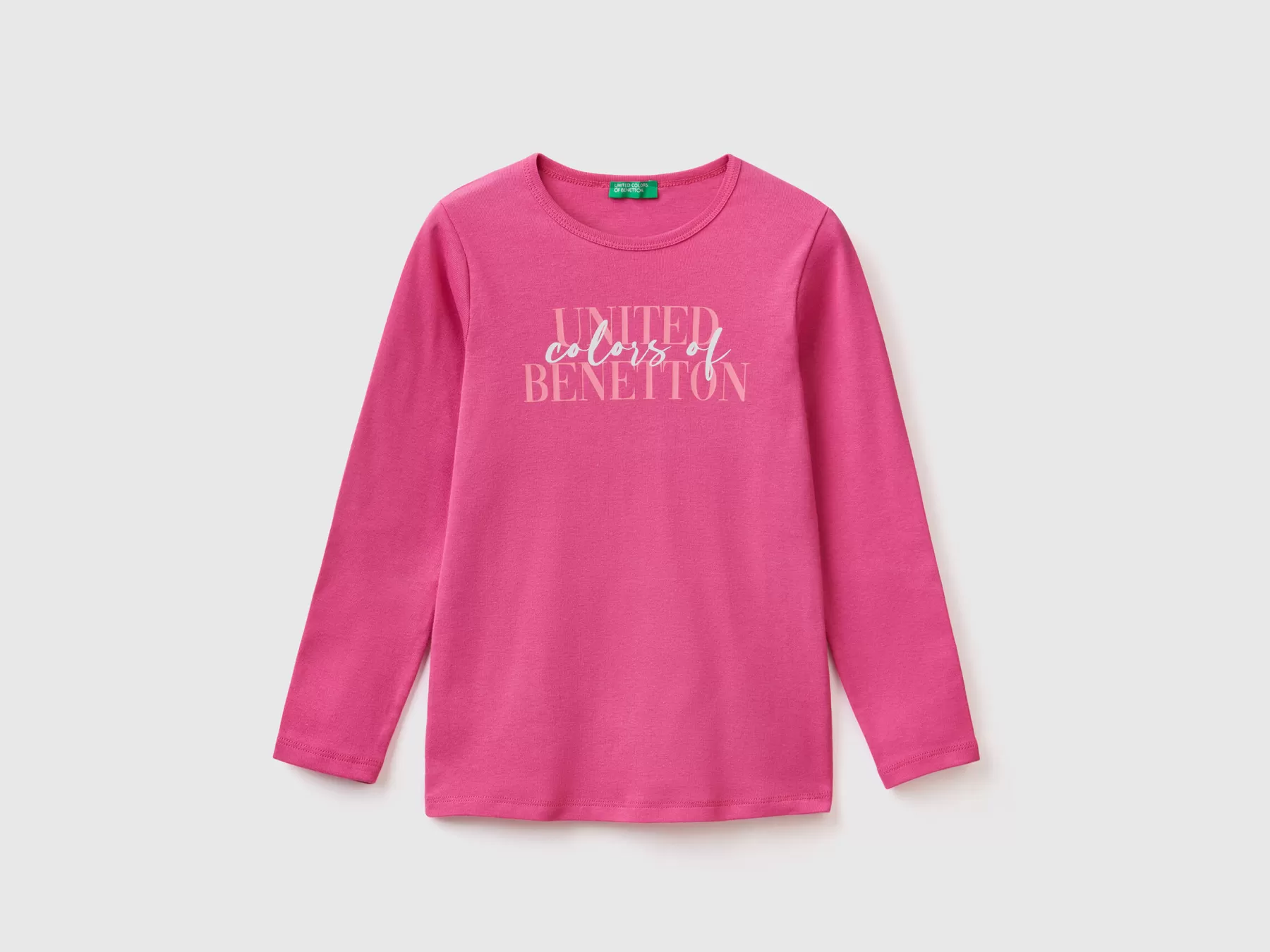 Benetton T-Shirt Manica Lunga Con Stampa Glitter Fucsia Best