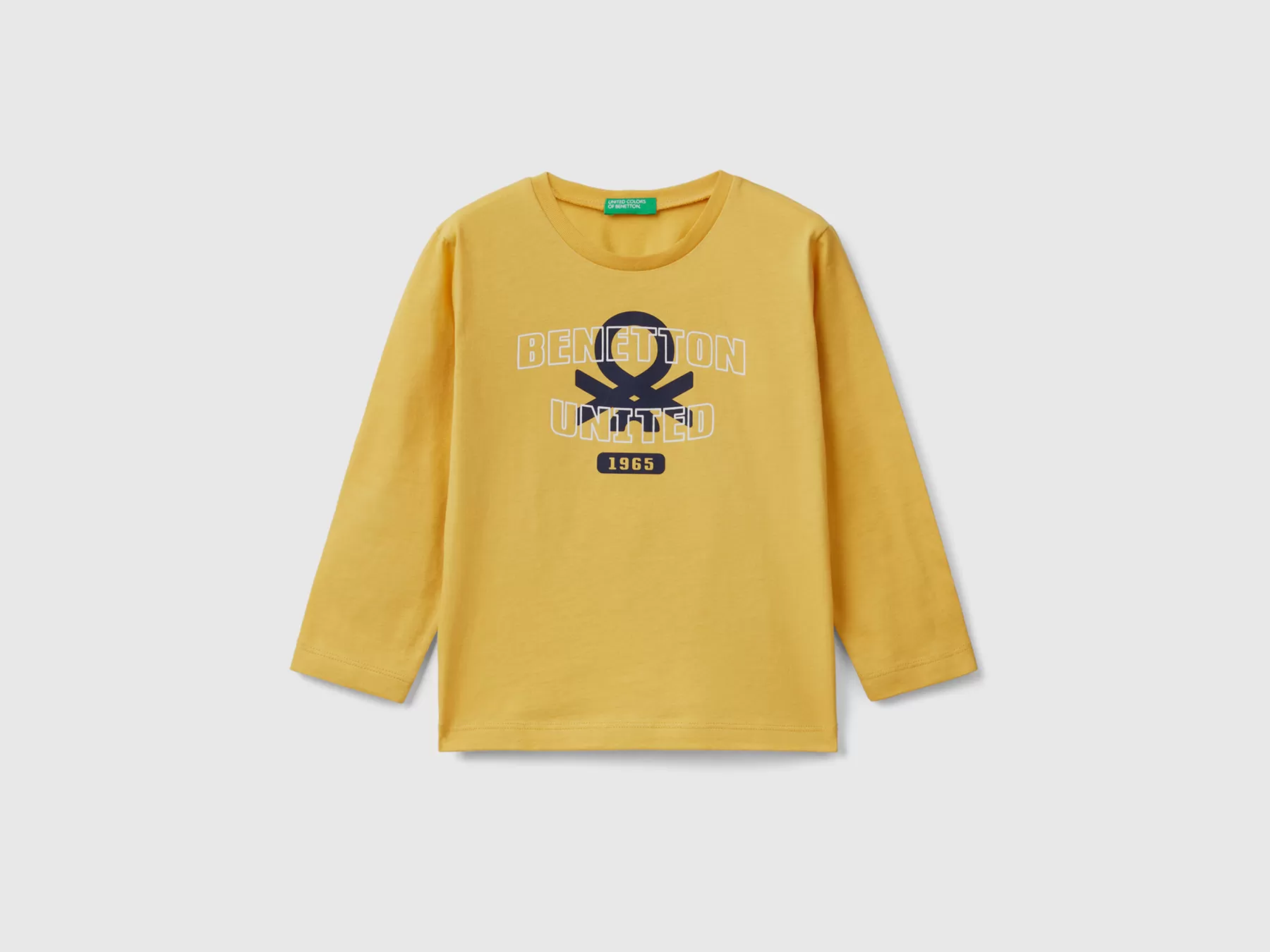 Benetton T-Shirt Manica Lunga In Cotone Bio Giallo Best Sale