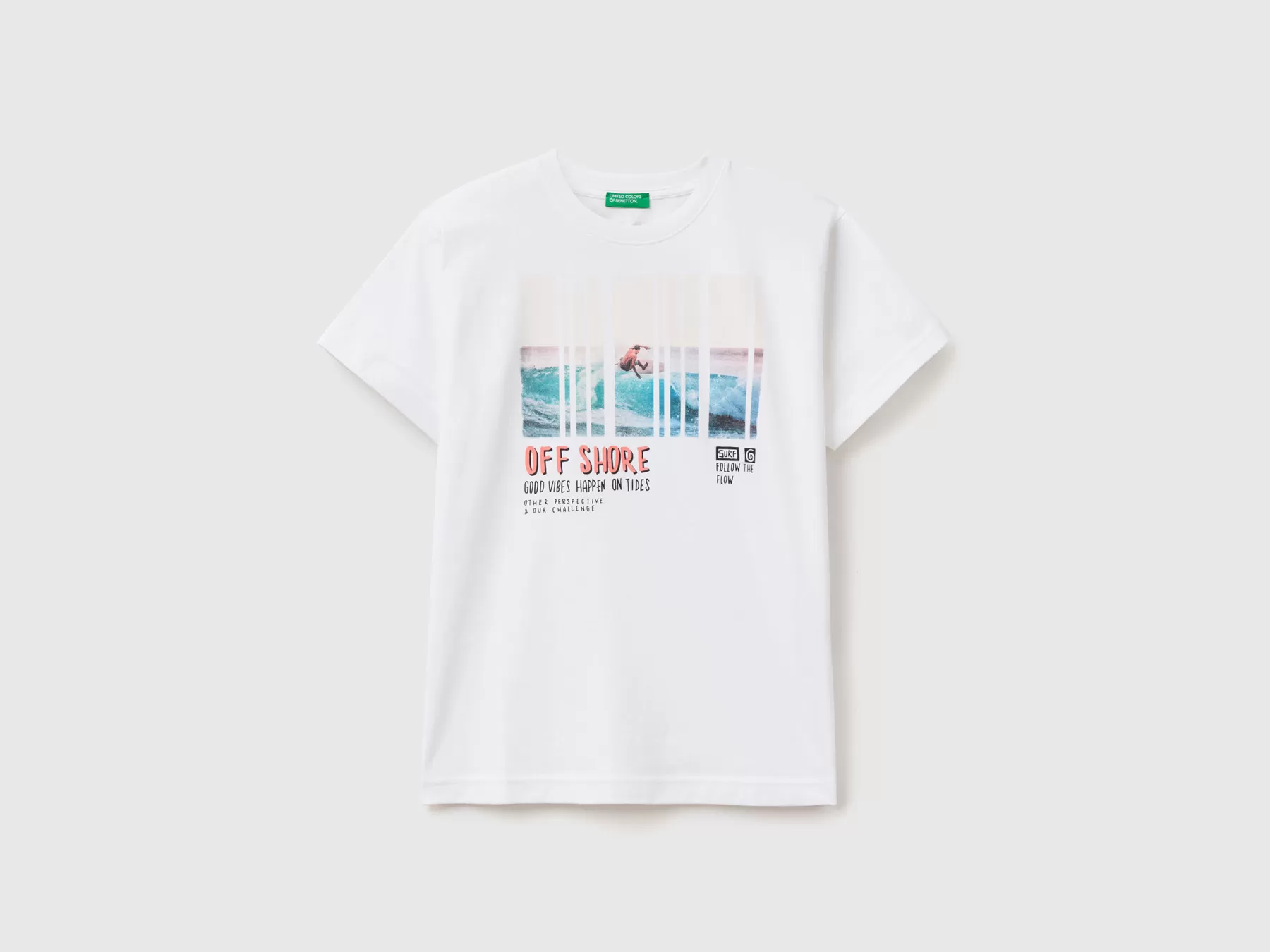 Benetton T-Shirt Over Con Stampa Fotografica Bianco New