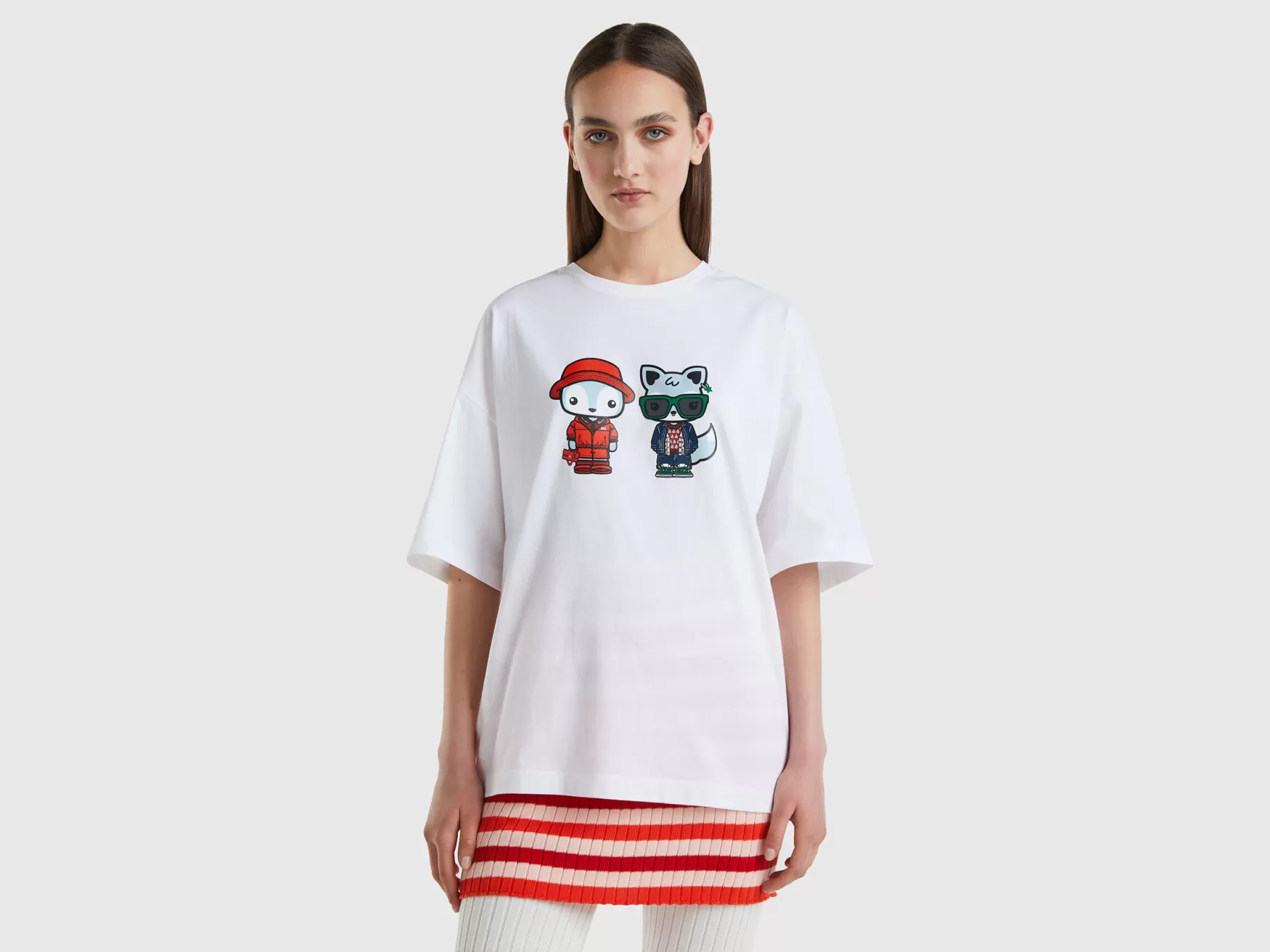 Benetton T-Shirt Oversize Bianca Be Family Bianco Store