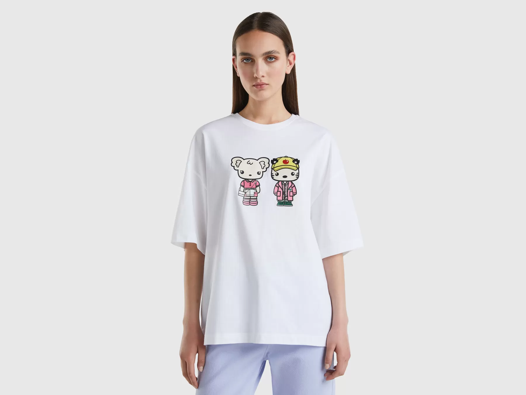 Benetton T-Shirt Oversize Bianca Be Family Bianco Cheap