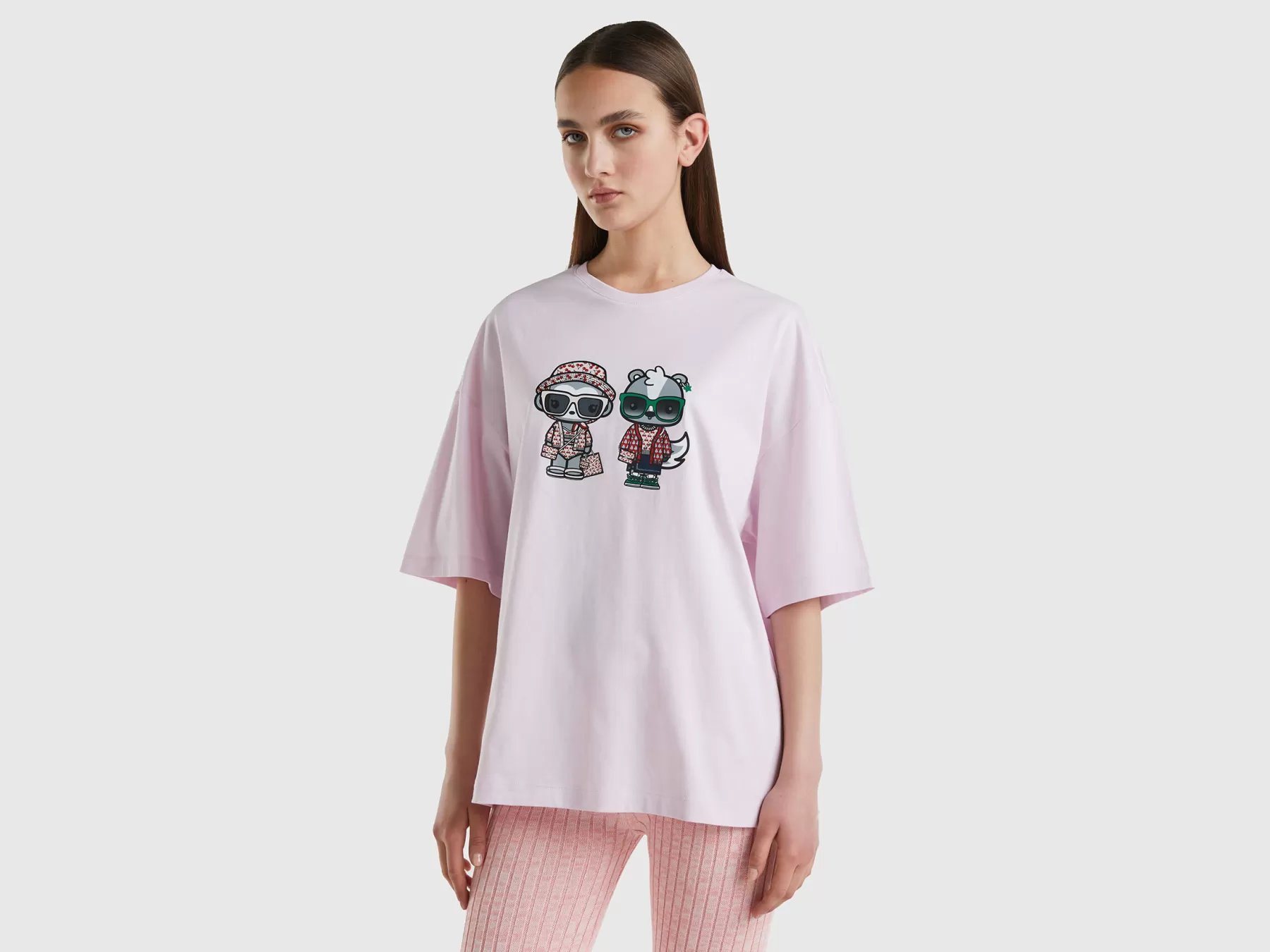 Benetton T-Shirt Oversize Rosa Chiaro Be Family Rosa Tenue Discount