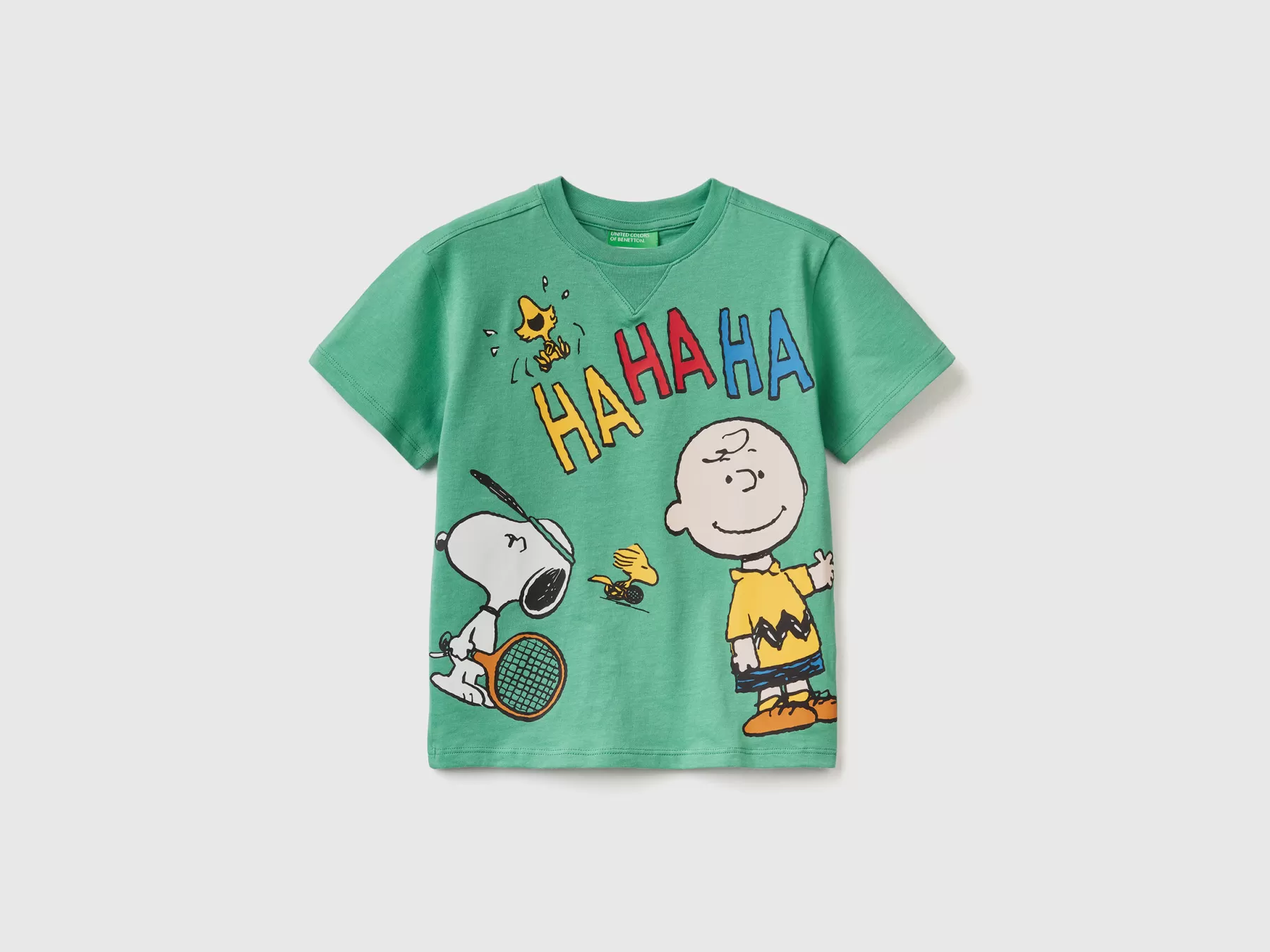 Benetton T-Shirt Peanuts Manica Corta Verde Best