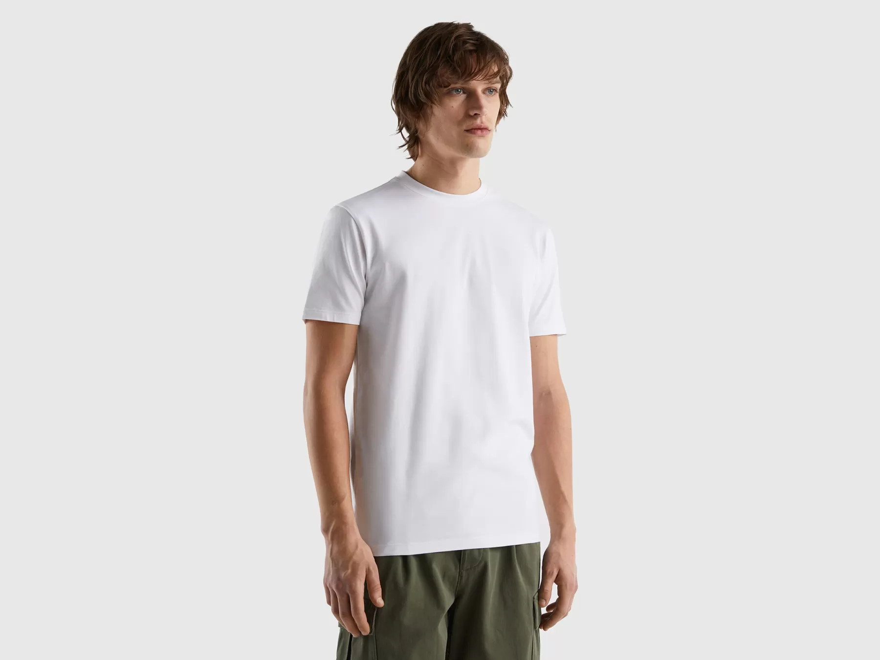 Benetton T-Shirt Slim Fit In Cotone Stretch Bianco Online