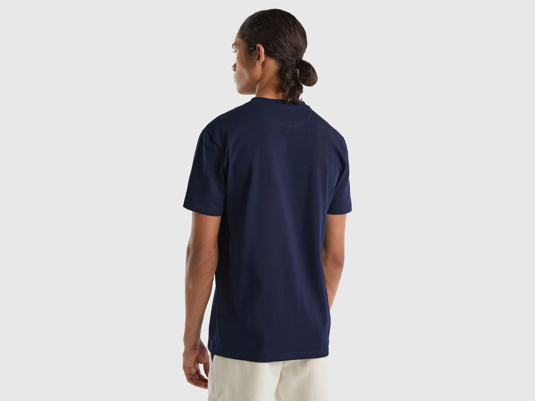 Benetton T-Shirt Slim Fit In Cotone Stretch Blu Scuro Outlet