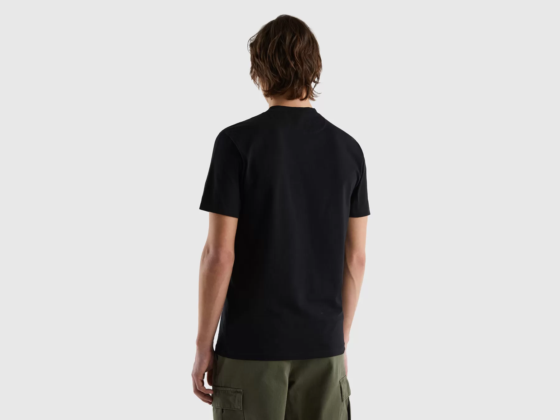 Benetton T-Shirt Slim Fit In Cotone Stretch Nero Sale