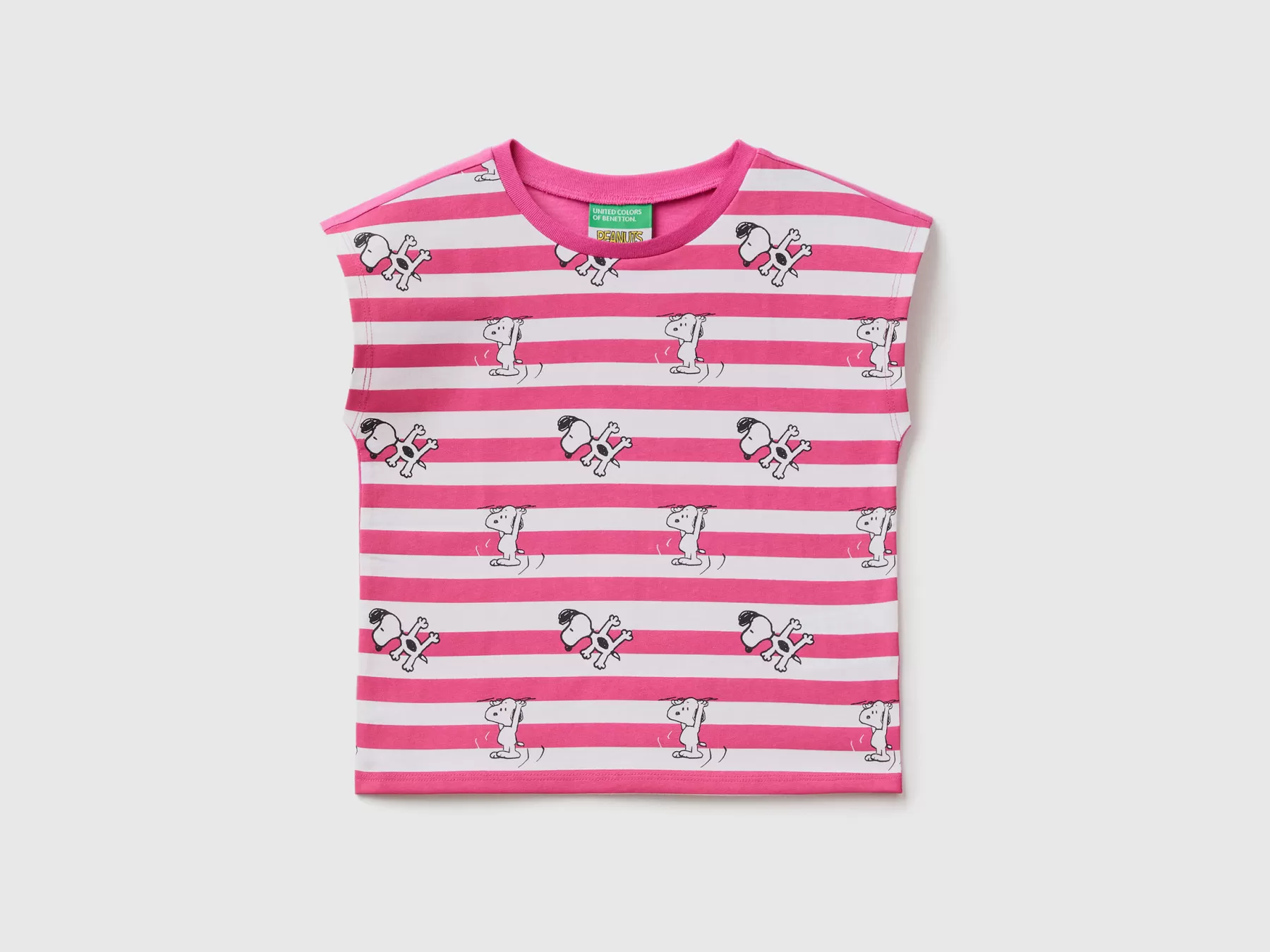 Benetton T-Shirt Snoopy A Righe Fucsia Clearance