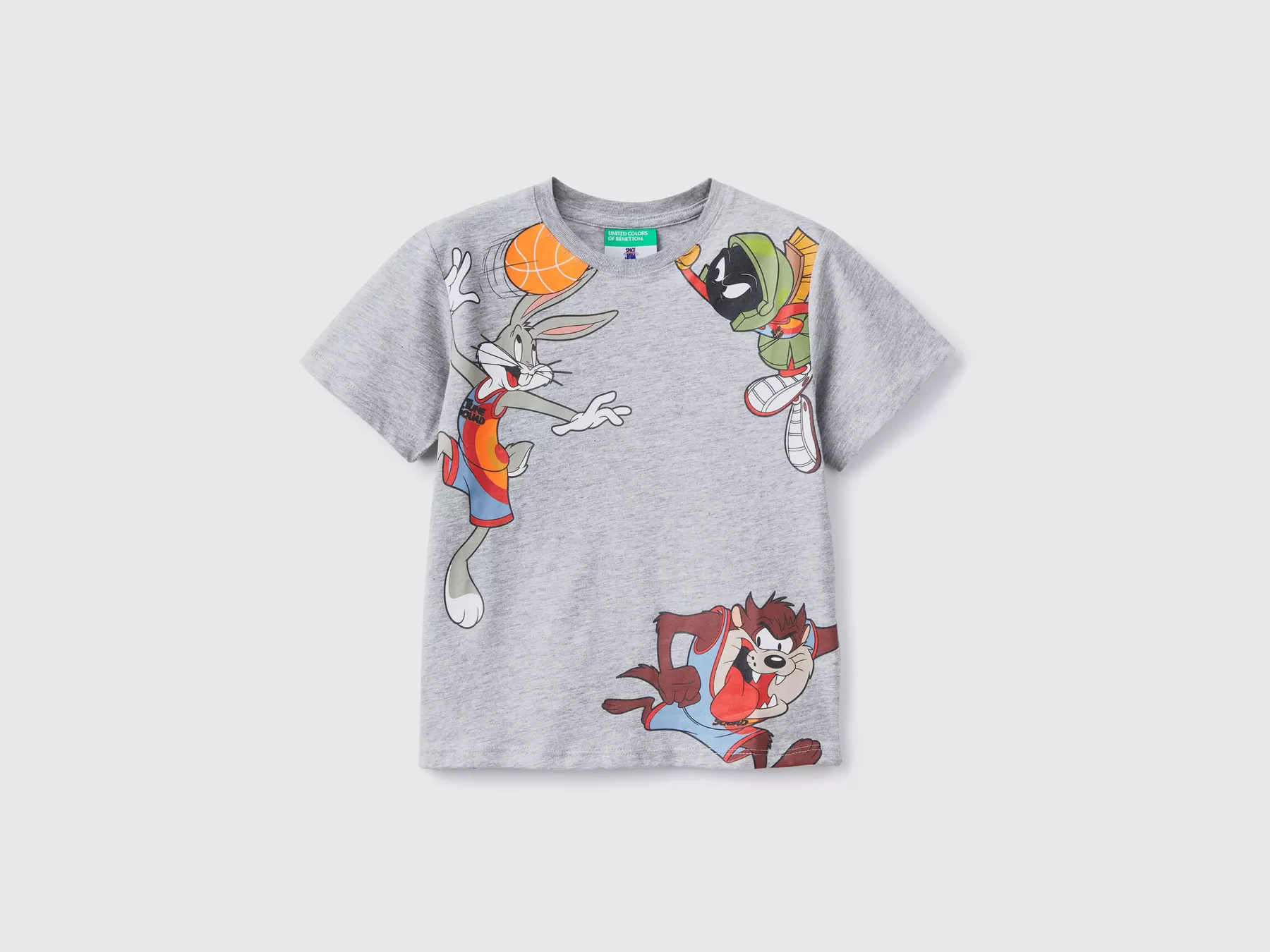 Benetton T-Shirt Space Jam A Manica Corta Grigio Chiaro Flash Sale