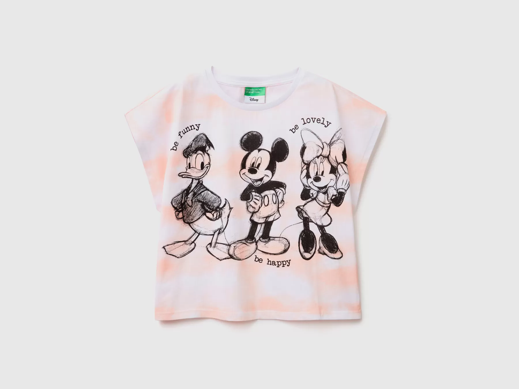 Benetton T-Shirt Tye-Dye Con Stampa Disney Rosa Tenue Clearance