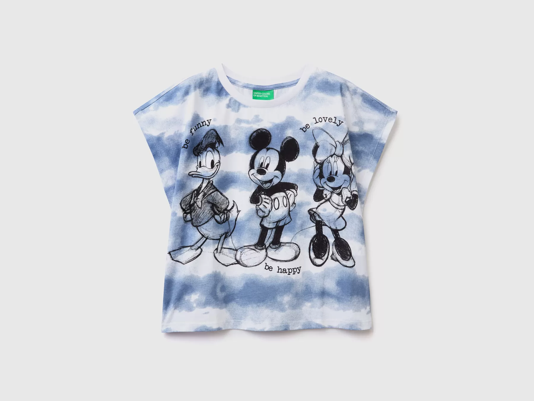 Benetton T-Shirt Tye-Dye Con Stampa Disney Avio Outlet