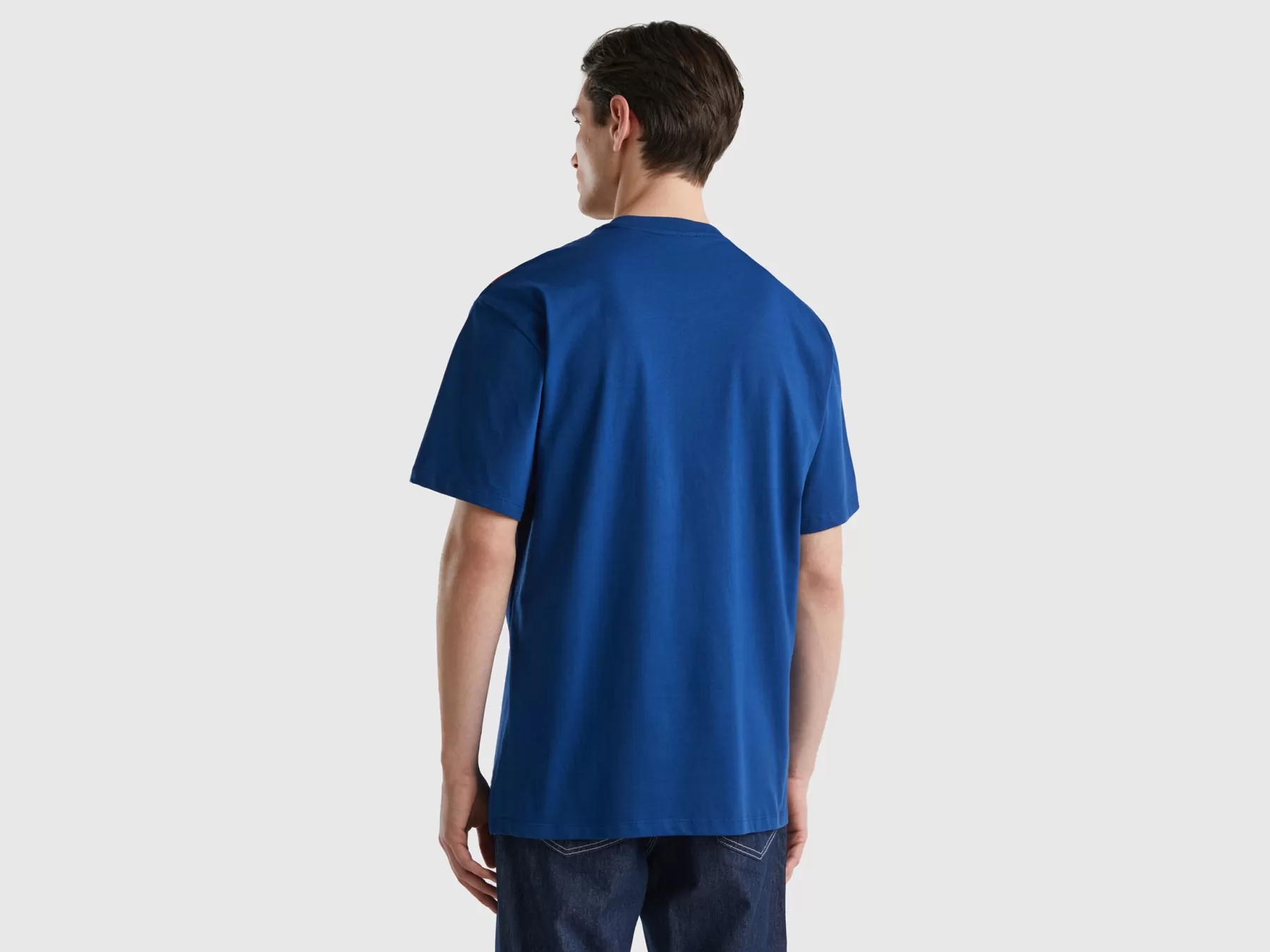 Benetton T-Shirtcon Logo Rosso Blu Clearance