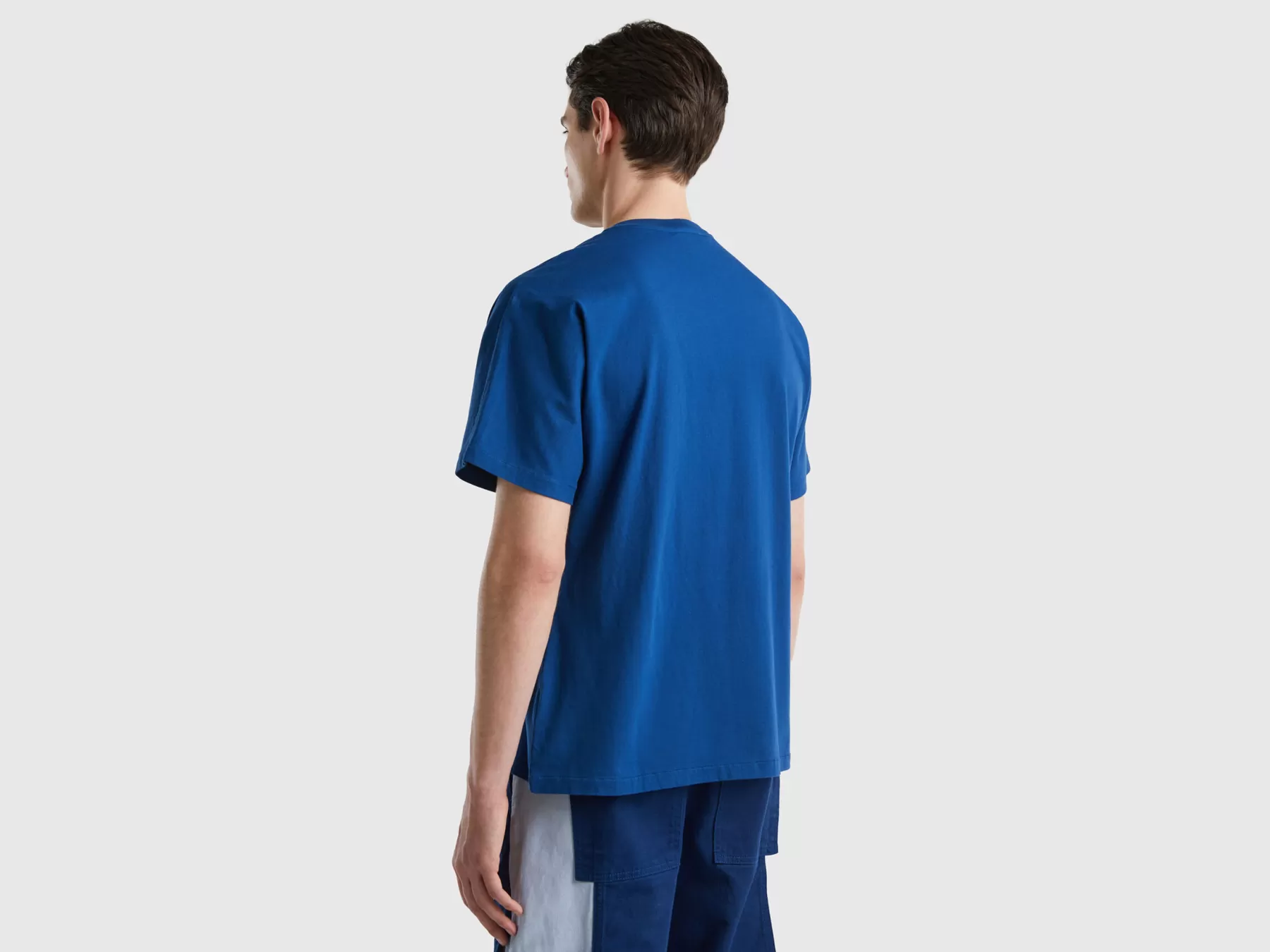 Benetton T-Shirtcon Ricamo Logo Blu Fashion