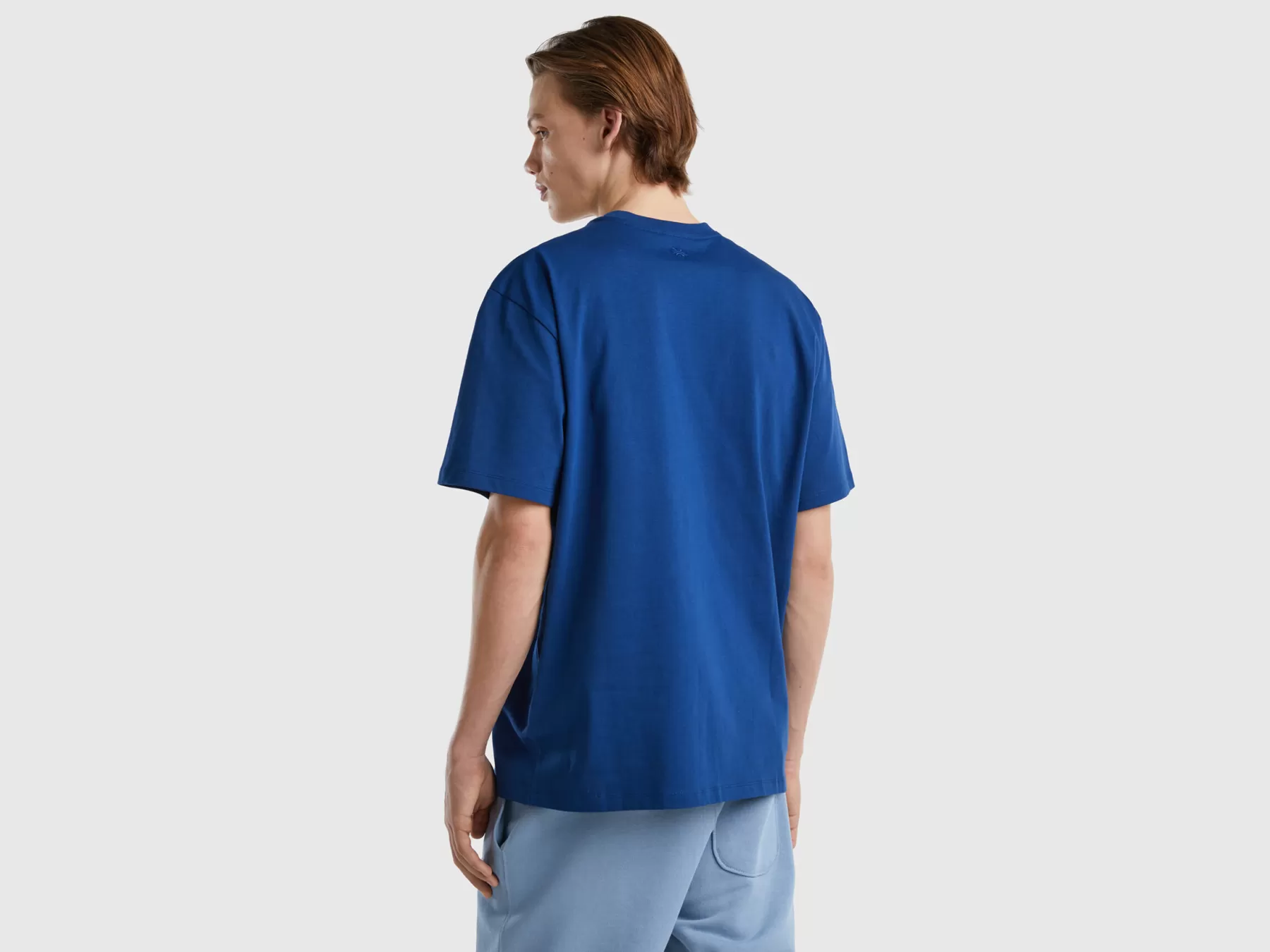 Benetton T-Shirtcon Stampa Pera Blu Cheap