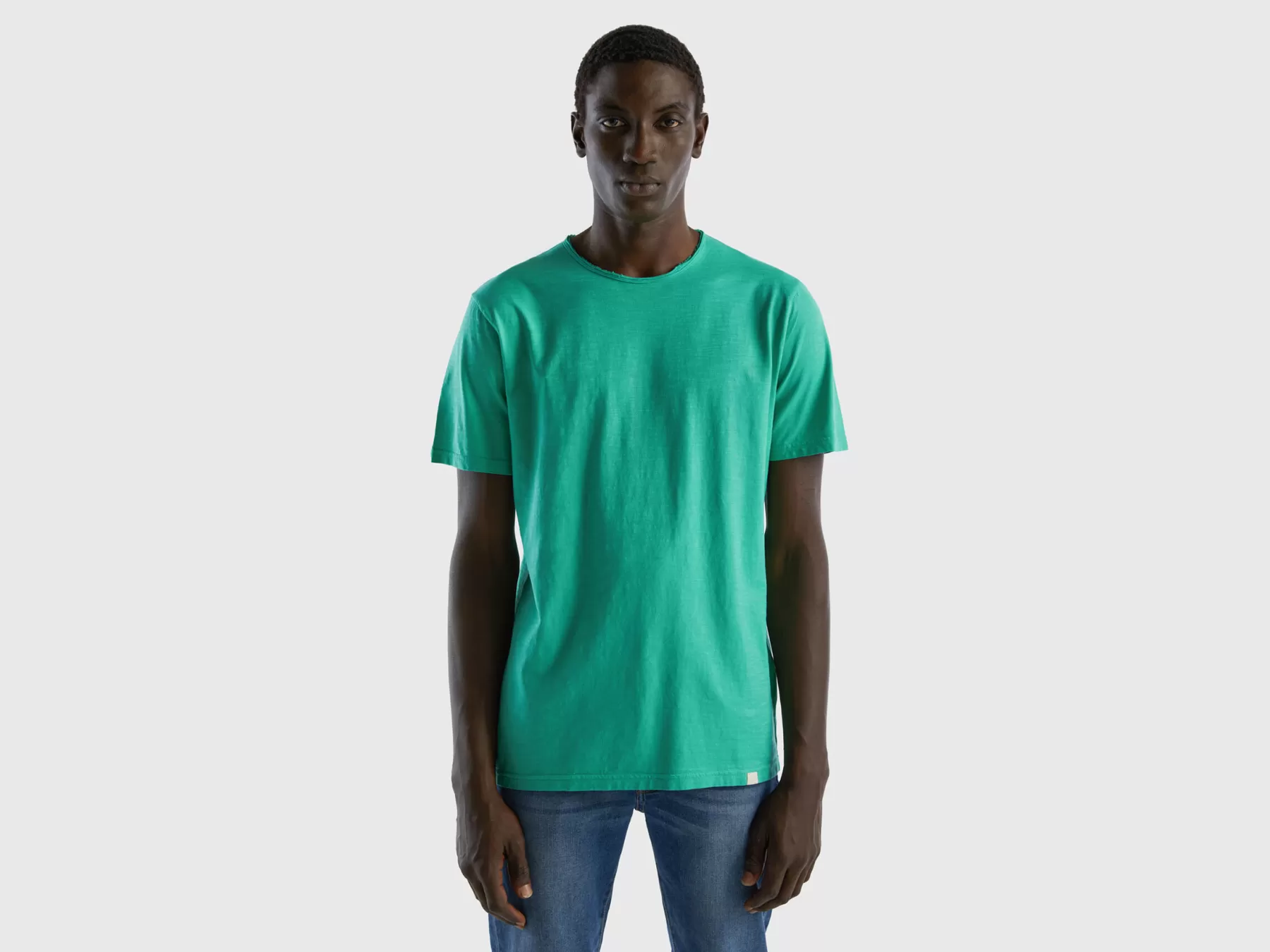 Benetton T-Shirtin Cotone Fiammato Verde Best