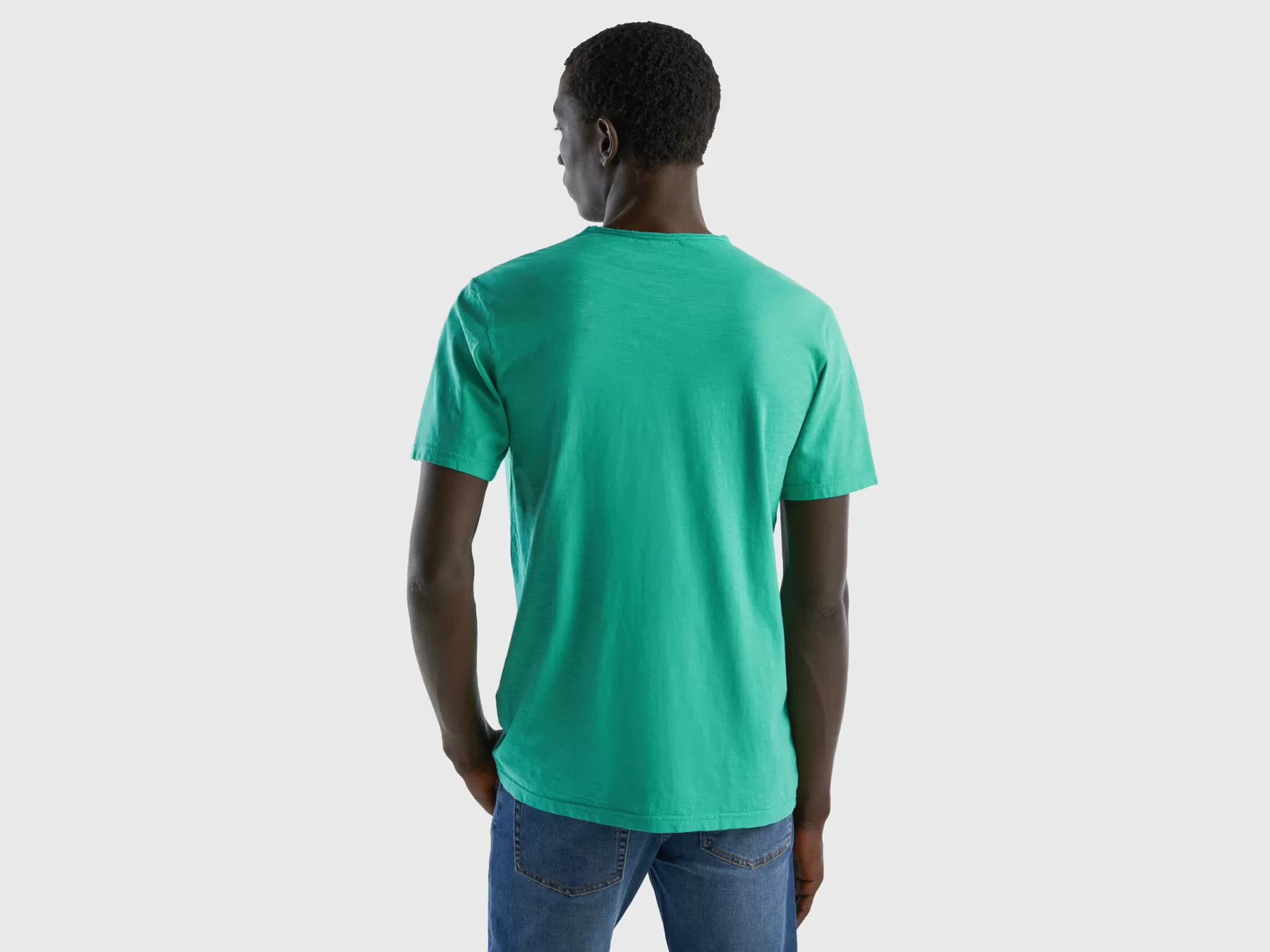 Benetton T-Shirtin Cotone Fiammato Verde Best