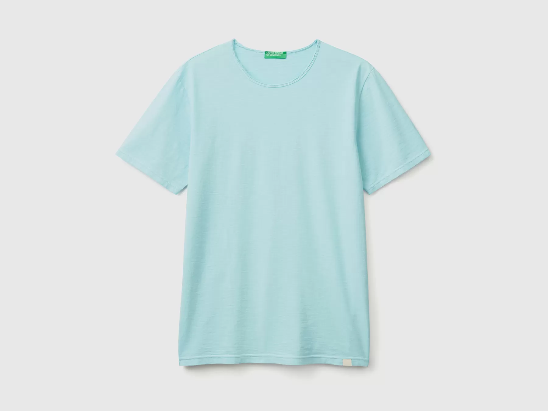 Benetton T-Shirtin Cotone Fiammato Turchese Outlet