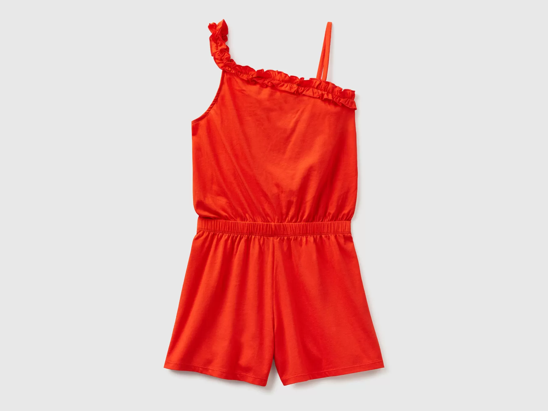 Benetton Tuta Corta Con Volant Rosso Corallo Clearance