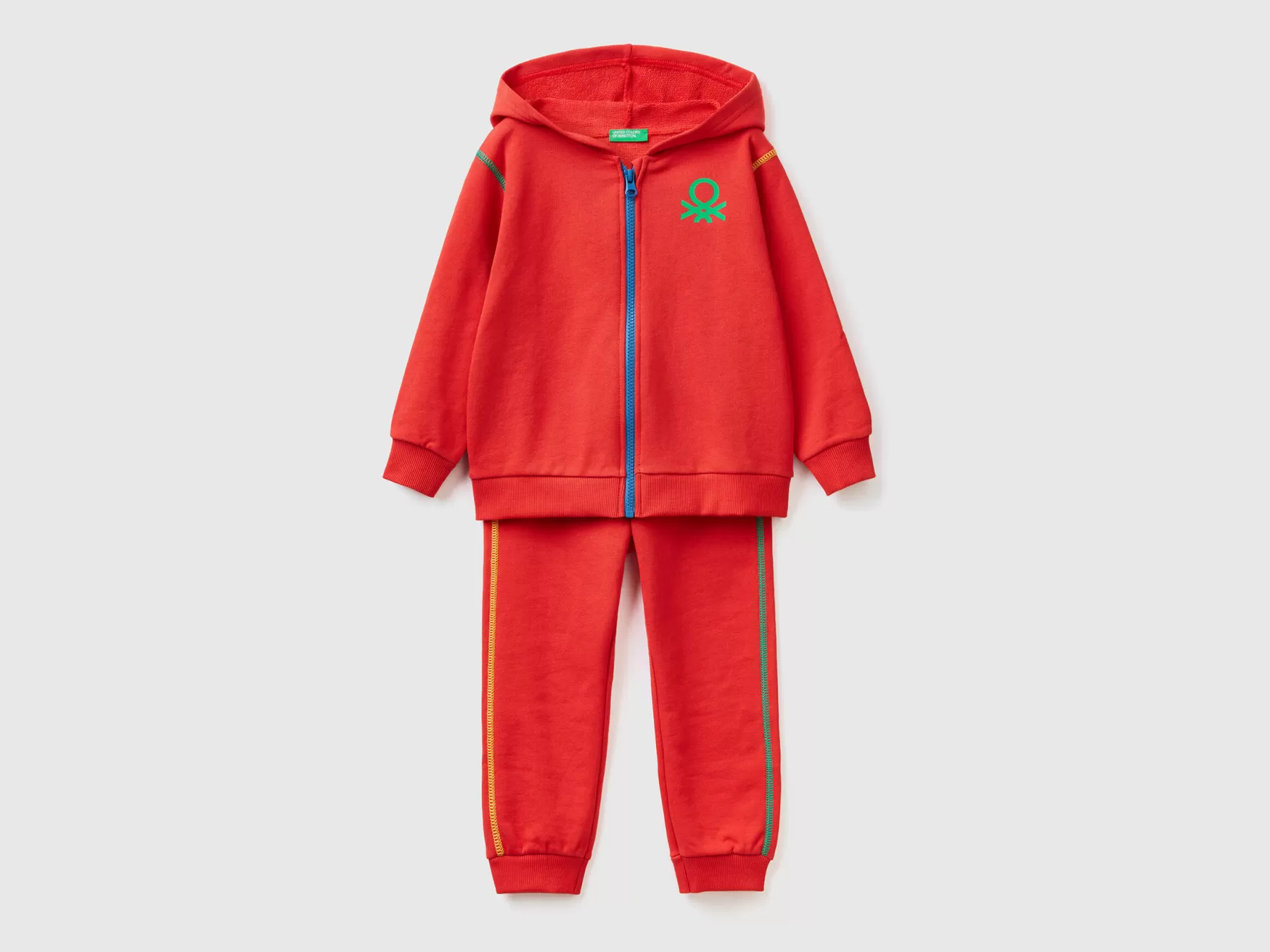 Benetton Tuta In Felpa 100% Cotone Rosso Outlet